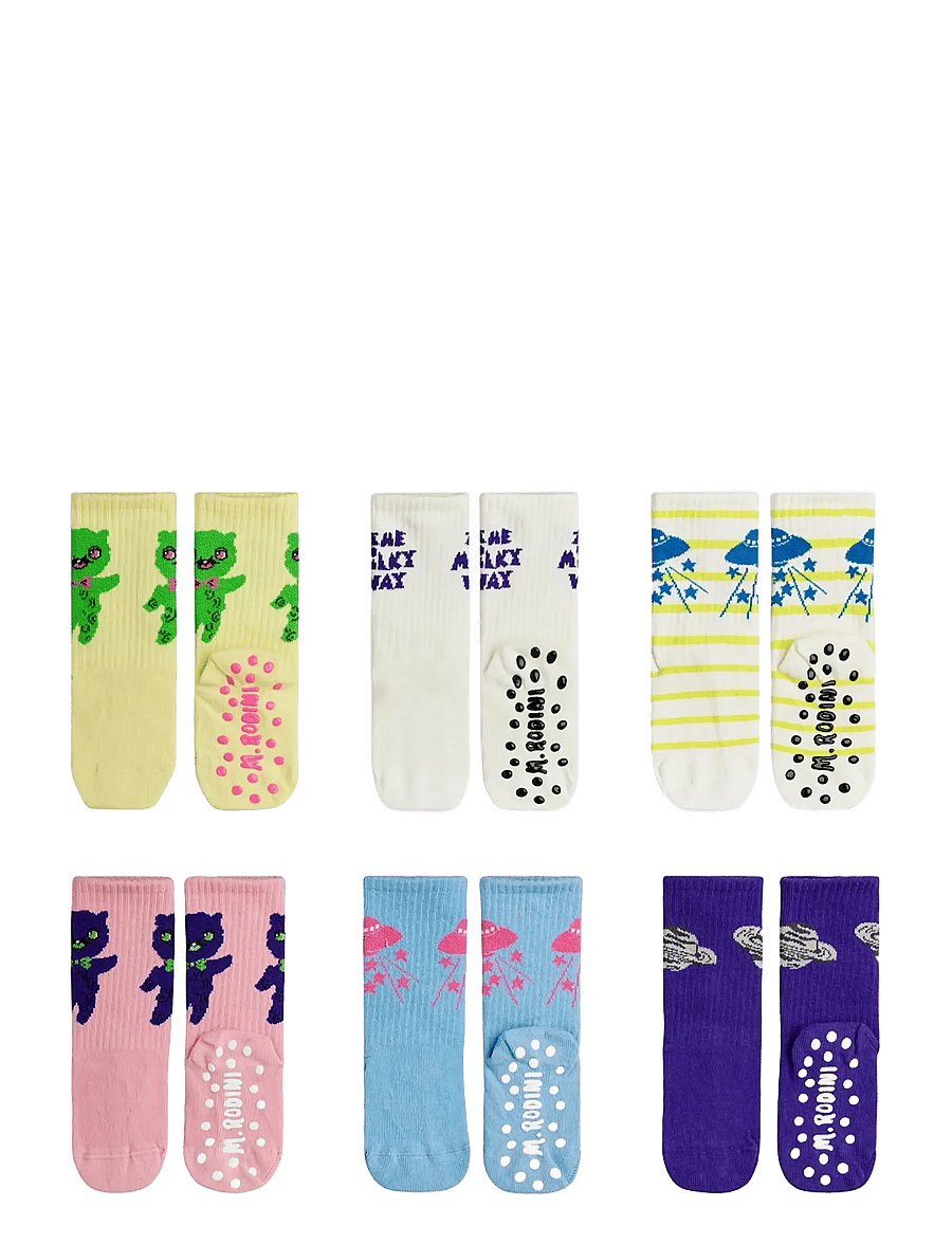 Mini Rodini - Alien 6-pack anti-slip socks - skarpetki antypoślizgowe - multi - 1