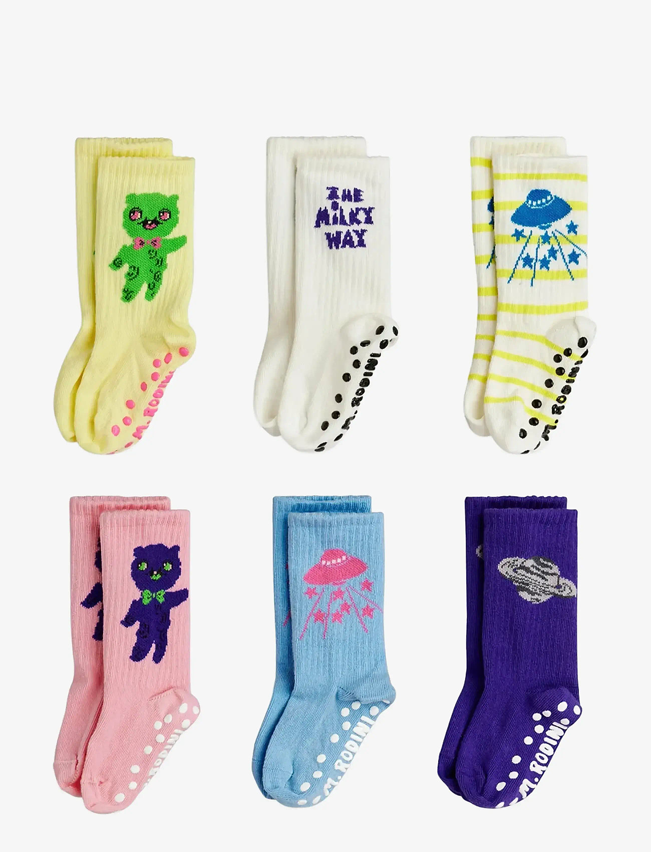 Mini Rodini - Alien 6-pack anti-slip socks - libisemisvastased sokid - multi - 2