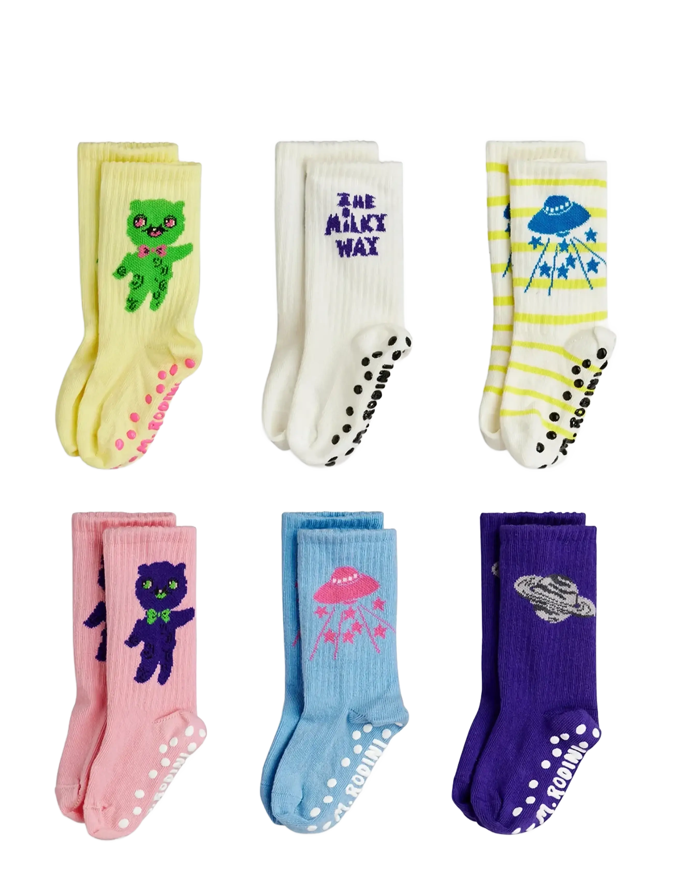 Mini Rodini - Alien 6-pack anti-slip socks - skridsikre sokker - multi - 2