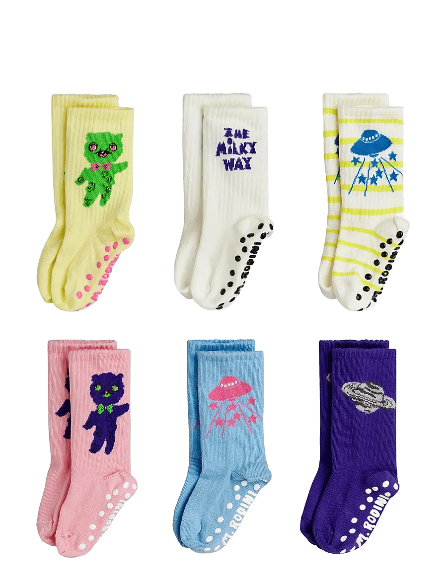 Mini Rodini - Alien 6-pack anti-slip socks - skarpetki antypoślizgowe - multi - 2