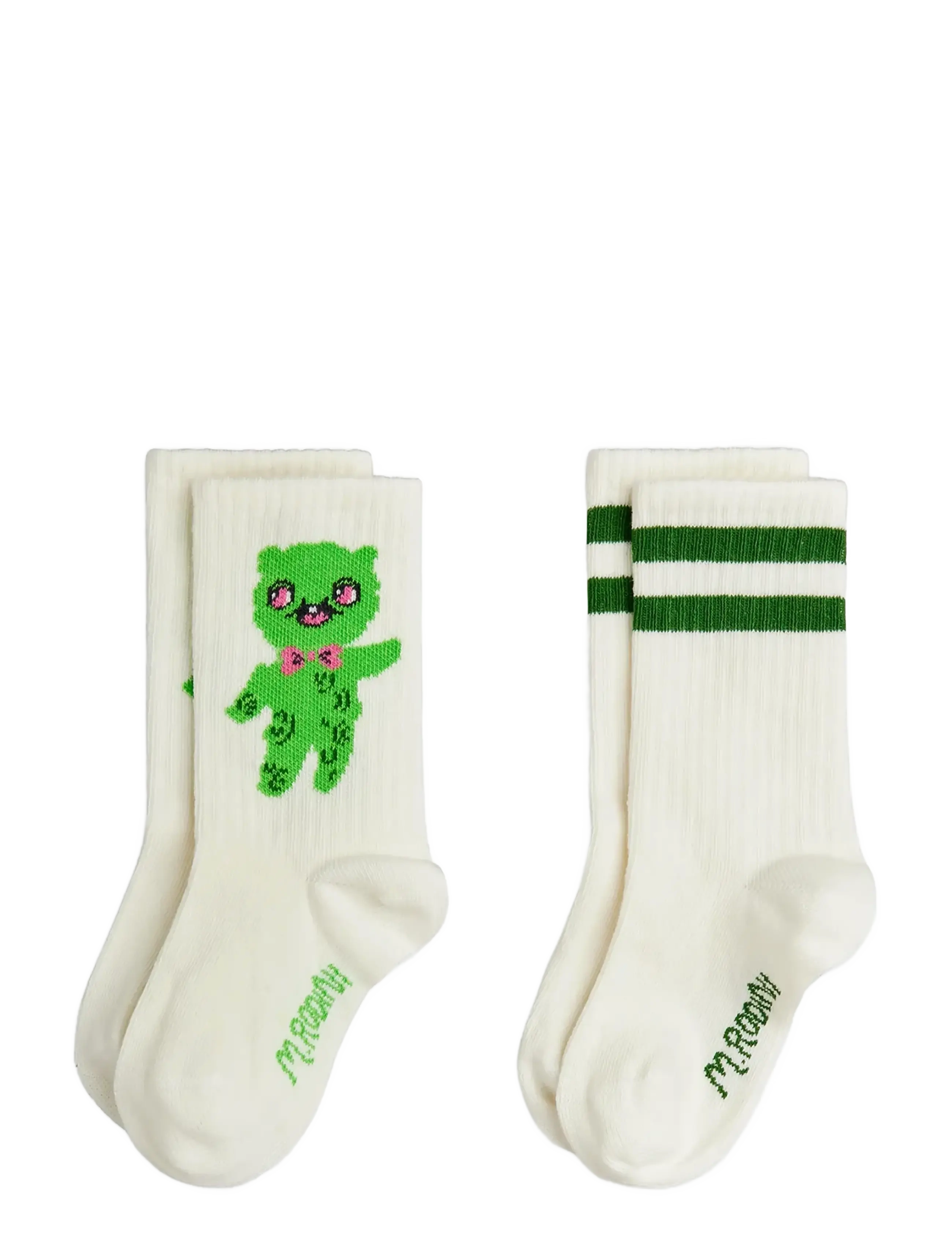 Mini Rodini Alien 2-pack socks - Shop by age - OFF-WHITE / green