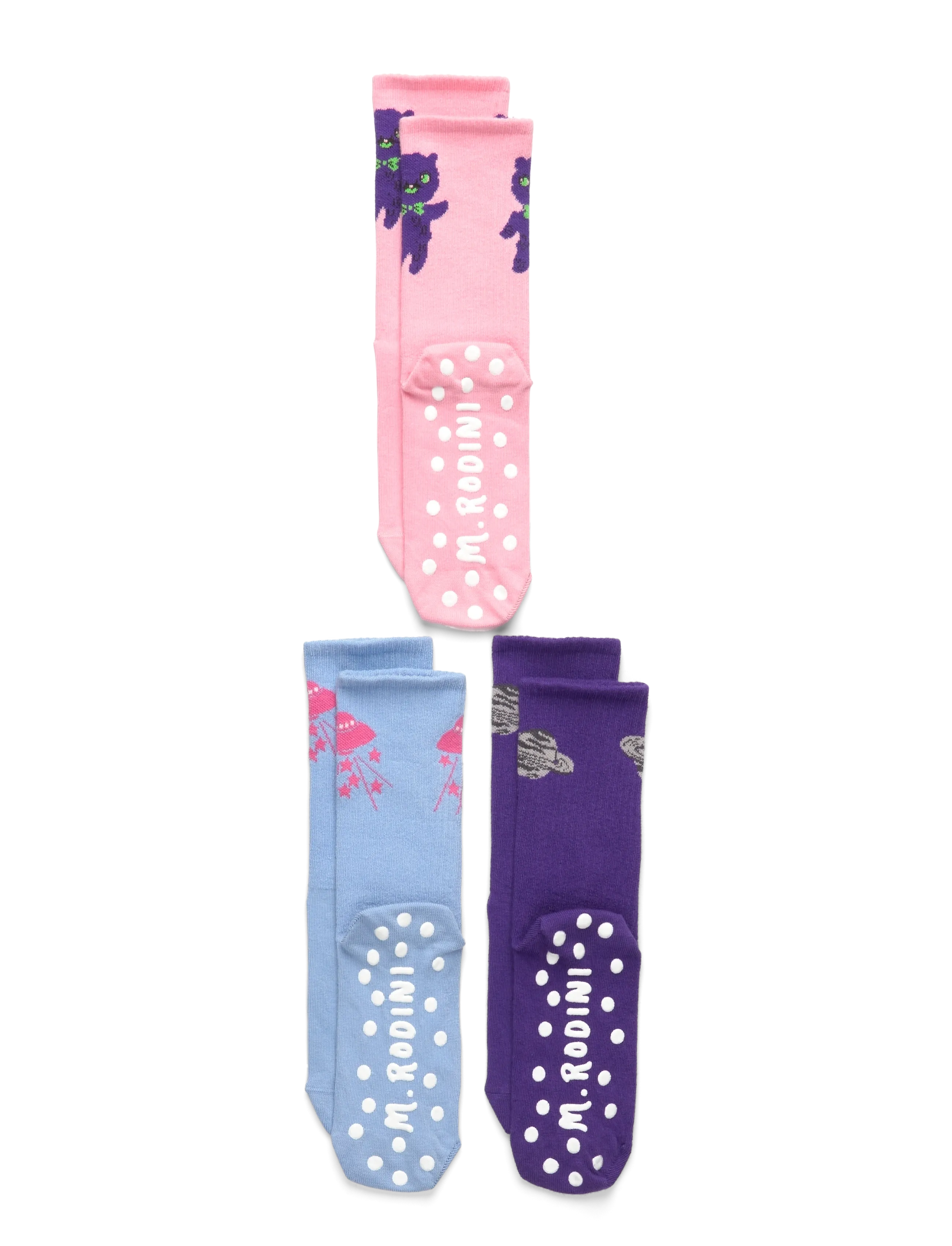 Mini Rodini Planet 3-pack anti-slip socks - Tøj - MULTI / multi