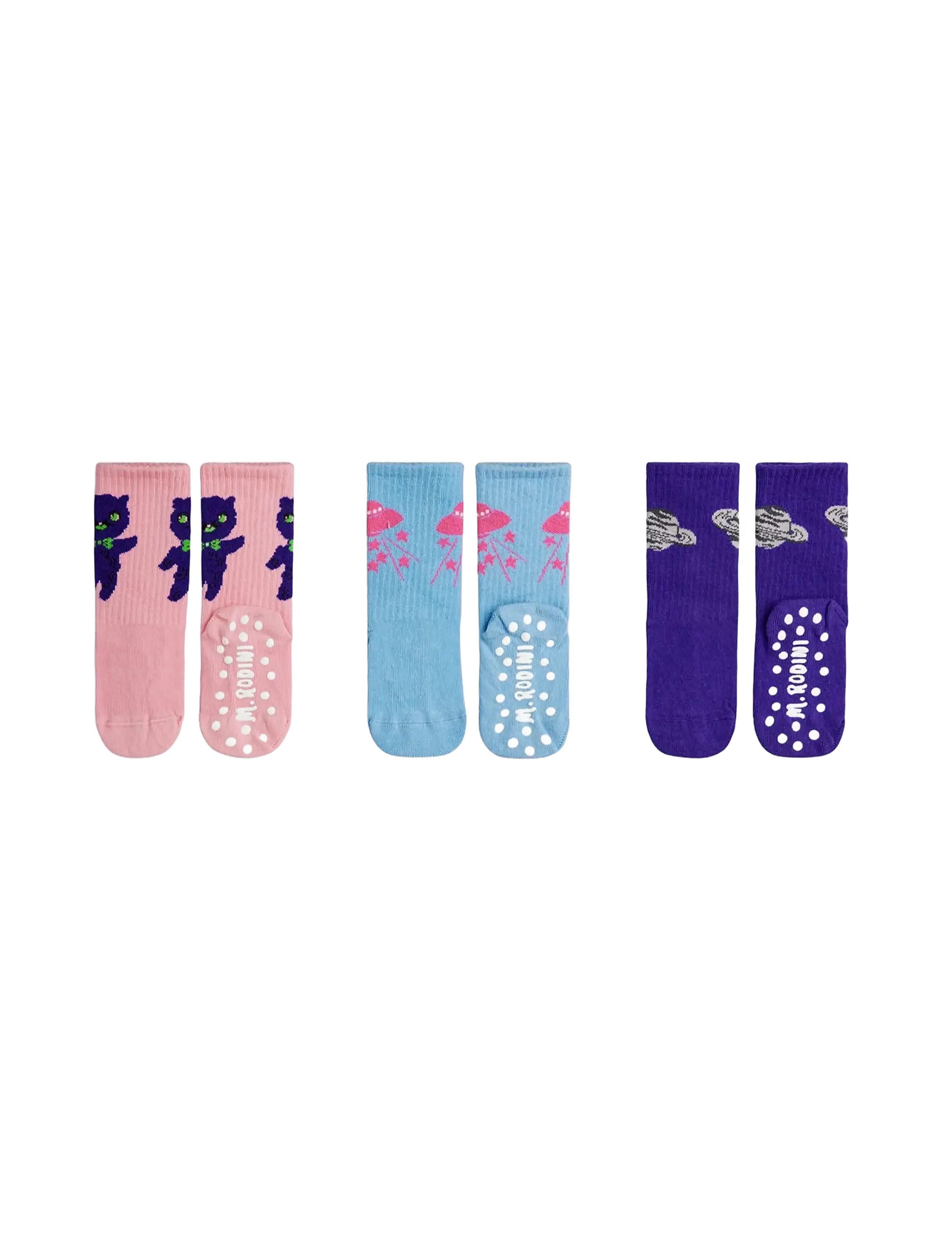 Mini Rodini - Planet 3-pack anti-slip socks - babysokker - multi - 1