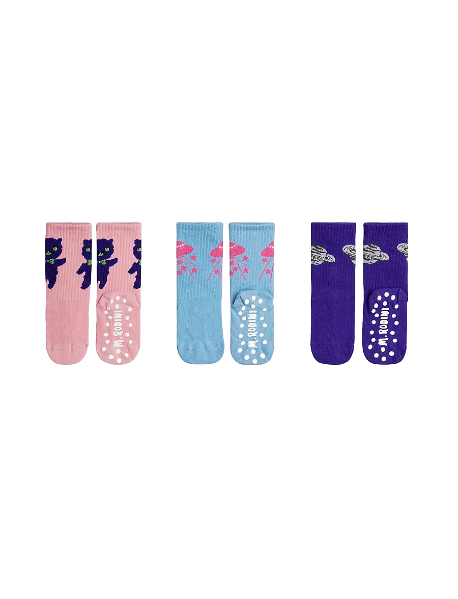Mini Rodini - Planet 3-pack anti-slip socks - babysokker - multi - 1