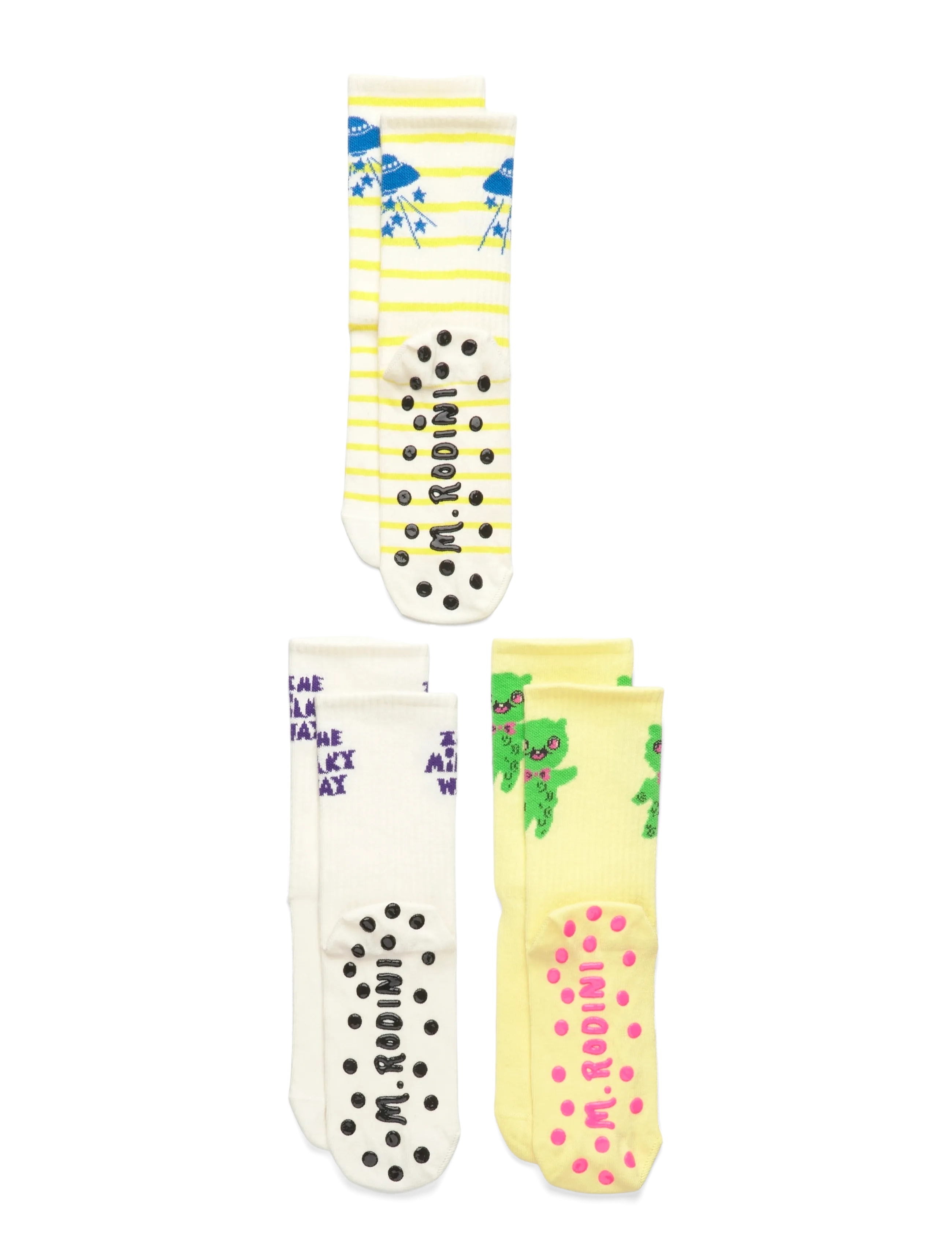 Mini Rodini The milky way 3-pack anti-slip socks - Skridsikre sokker - MULTI / multi