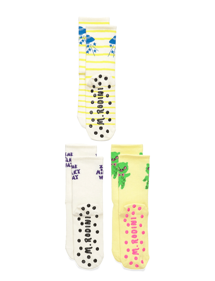 Mini Rodini - The milky way 3-pack anti-slip socks - bebisstrumpor - multi - 0