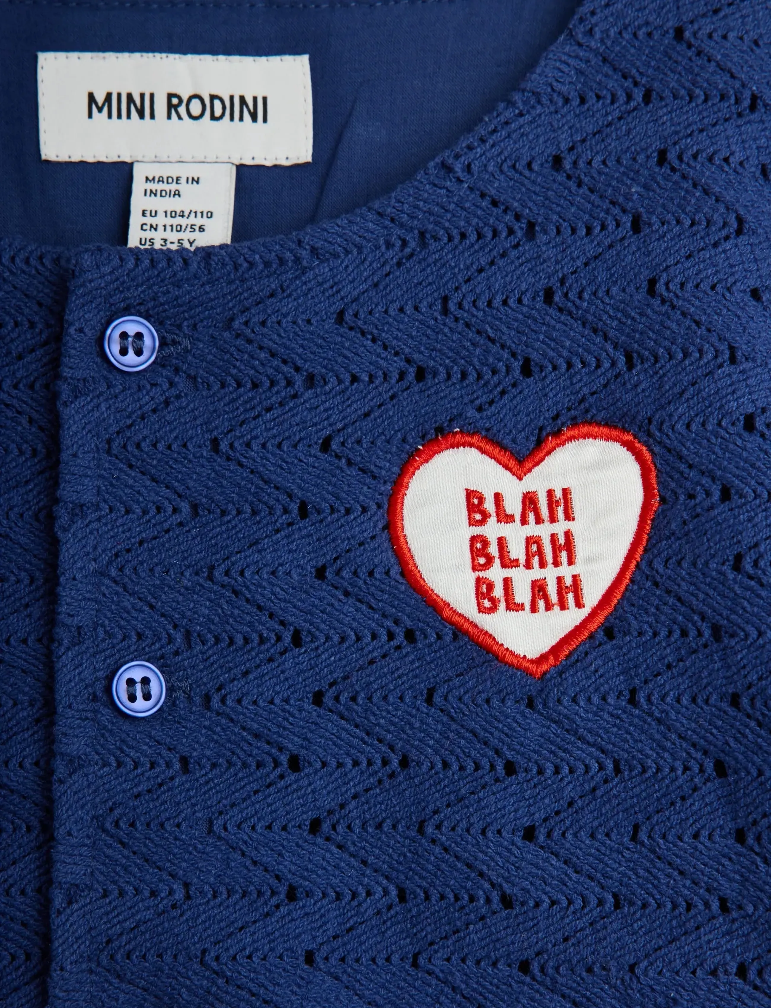 Mini Rodini - Lace patch cardigan - koftor - blue - 2