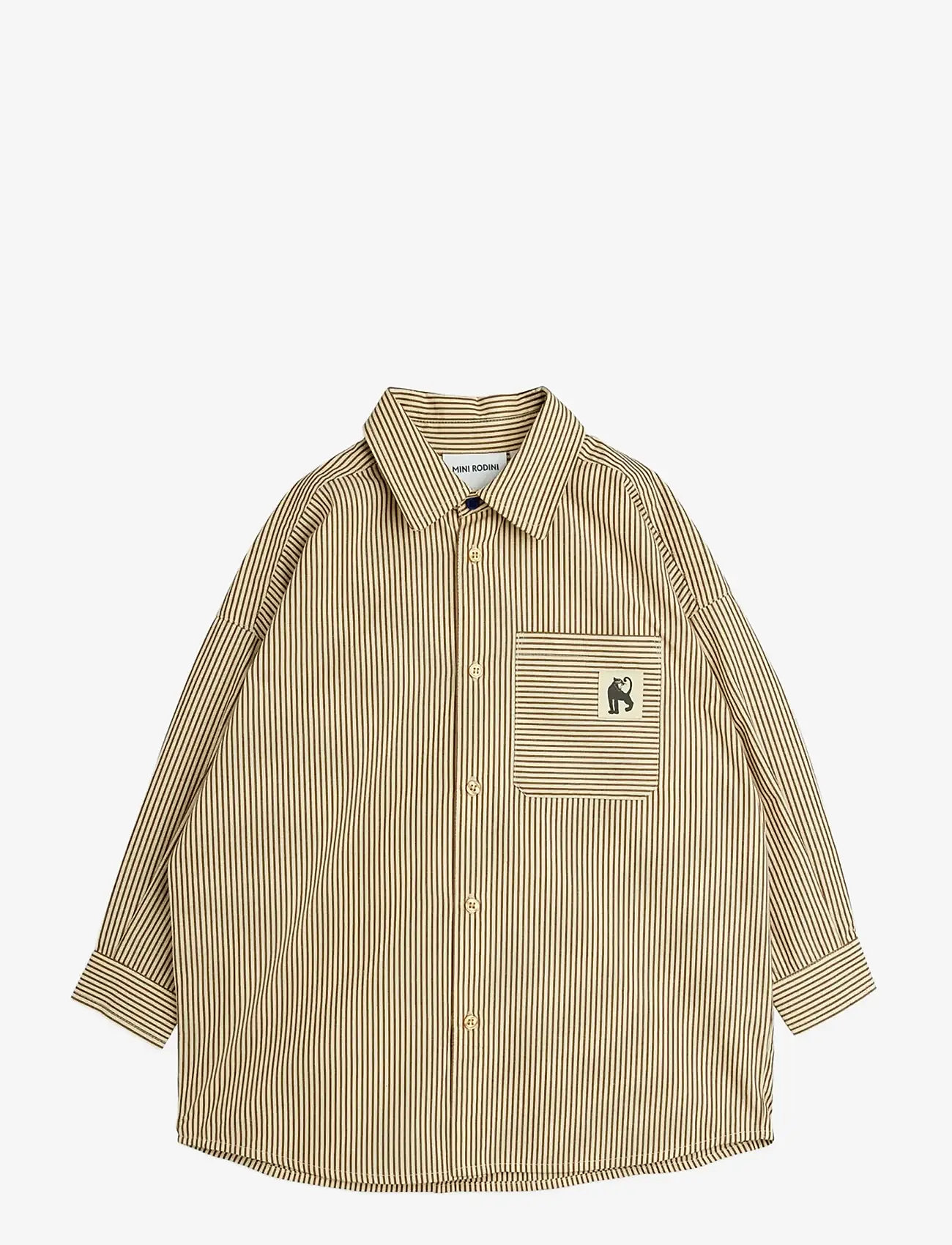 Mini Rodini - Poplin yd ls shirt - pikkade varrukatega särgid - brown - 0