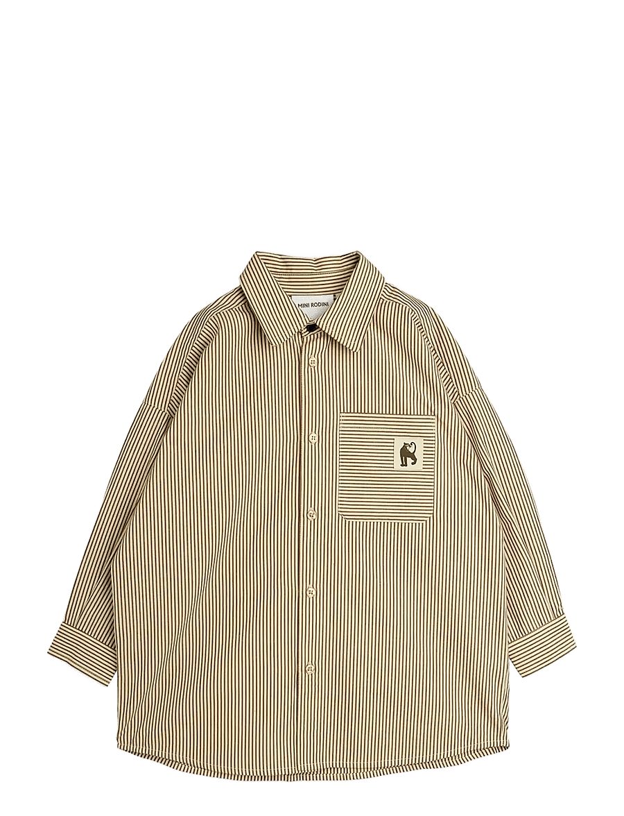 Mini Rodini - Poplin yd ls shirt - långärmade skjortor - brown - 0