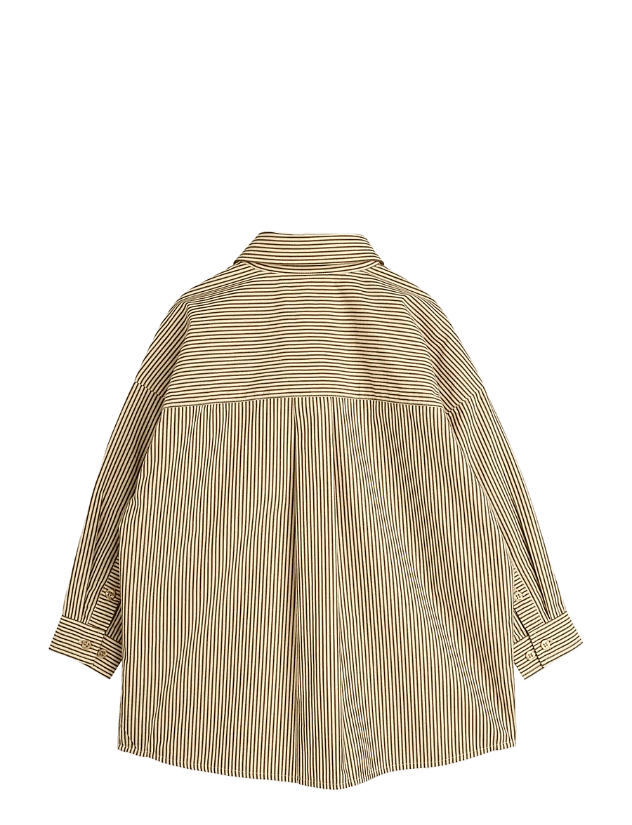 Mini Rodini - Poplin yd ls shirt - långärmade skjortor - brown - 1