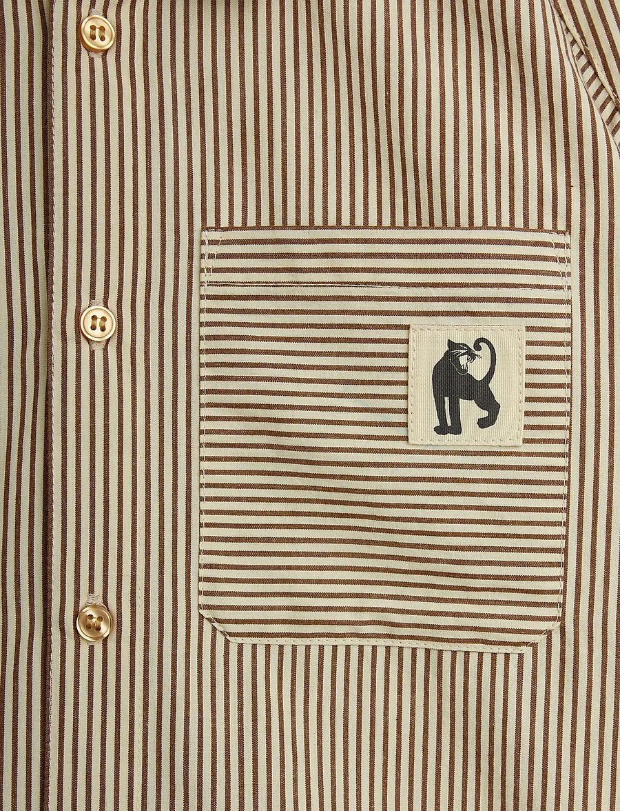 Mini Rodini - Poplin yd ls shirt - långärmade skjortor - brown - 2