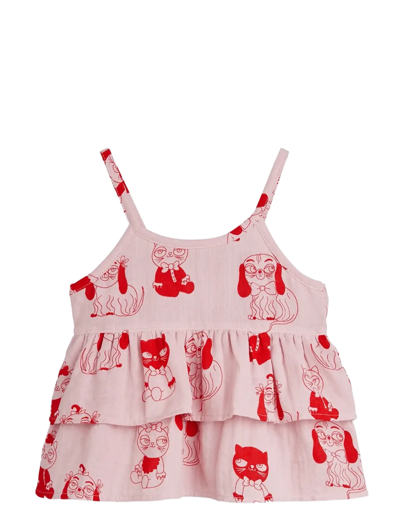 Mini Rodini Minibabies aop woven frill tank - Kids 98-134 - PINK / pink/rose