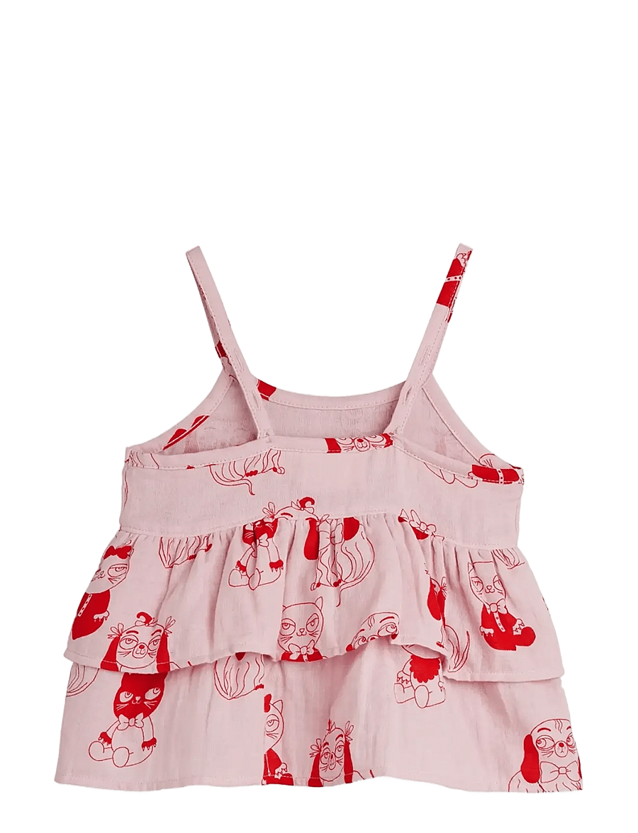 Mini Rodini - Minibabies aop woven frill tank - maikad - pink - 1