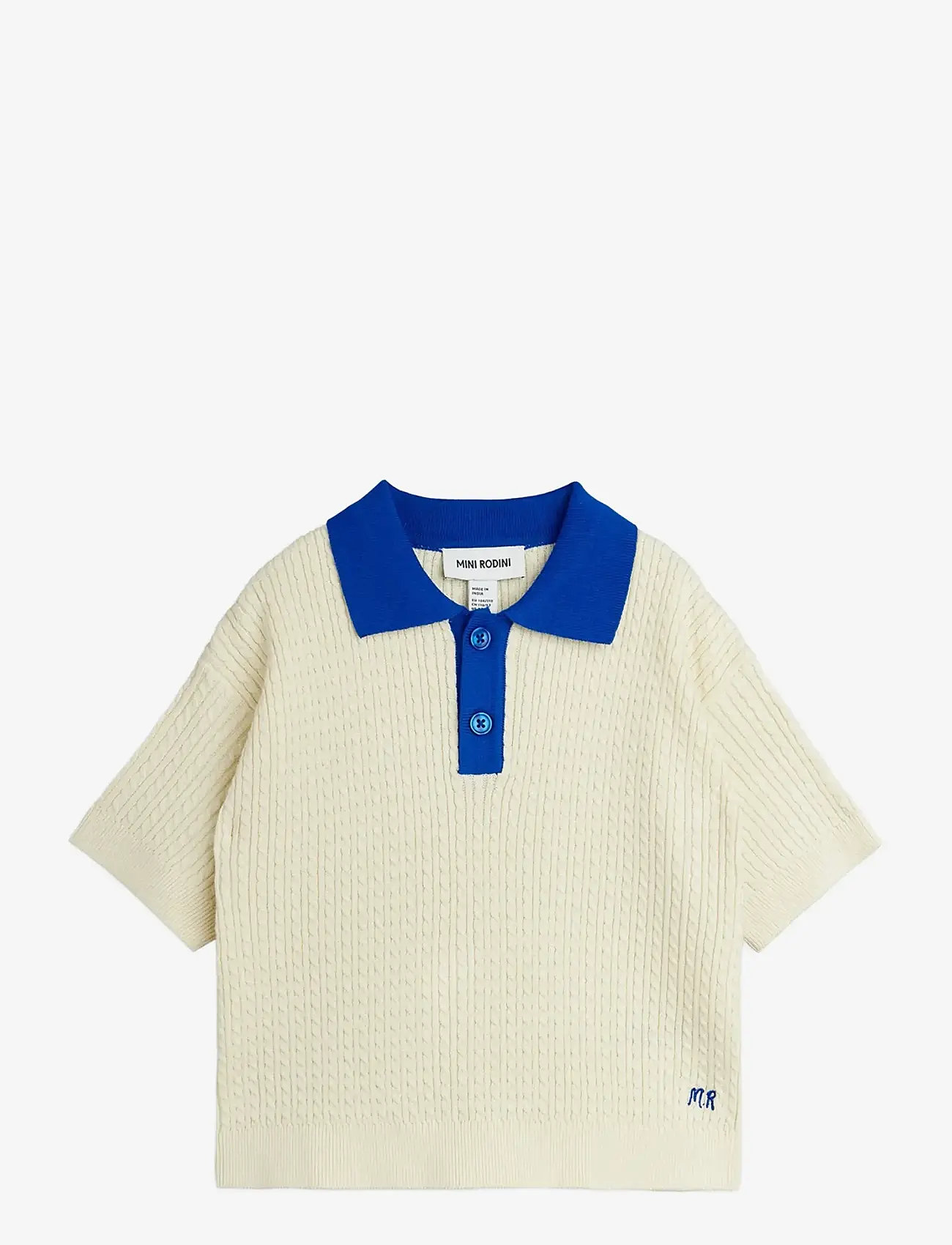 Mini Rodini - Cable knit polo shirt - kurzärmelig - off-white - 0