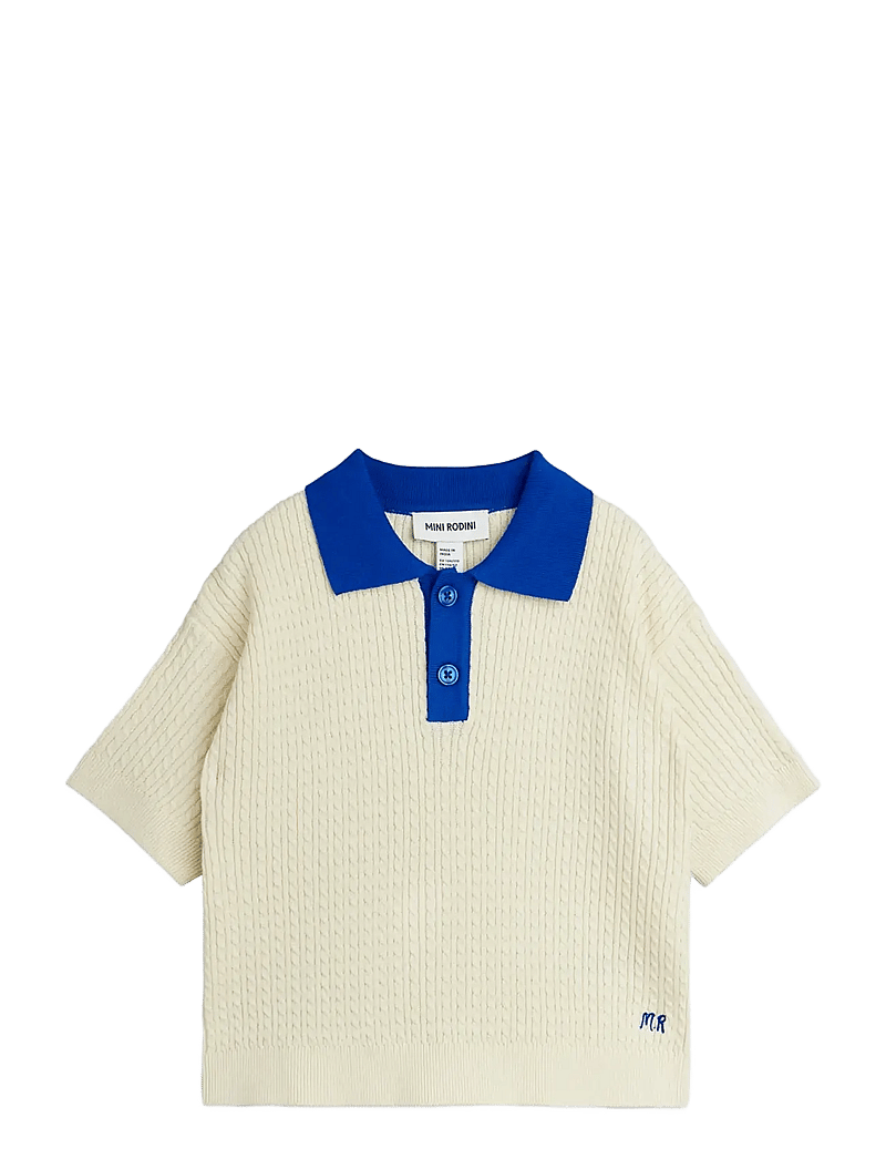 Mini Rodini - Cable knit polo shirt - kurzärmelig - off-white - 0