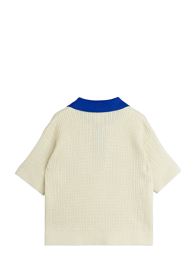 Mini Rodini - Cable knit polo shirt - kurzärmelig - off-white - 1