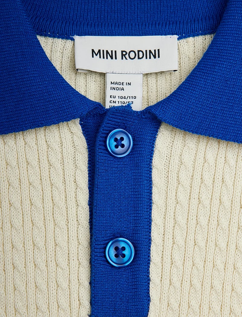 Mini Rodini - Cable knit polo shirt - kurzärmelig - off-white - 2