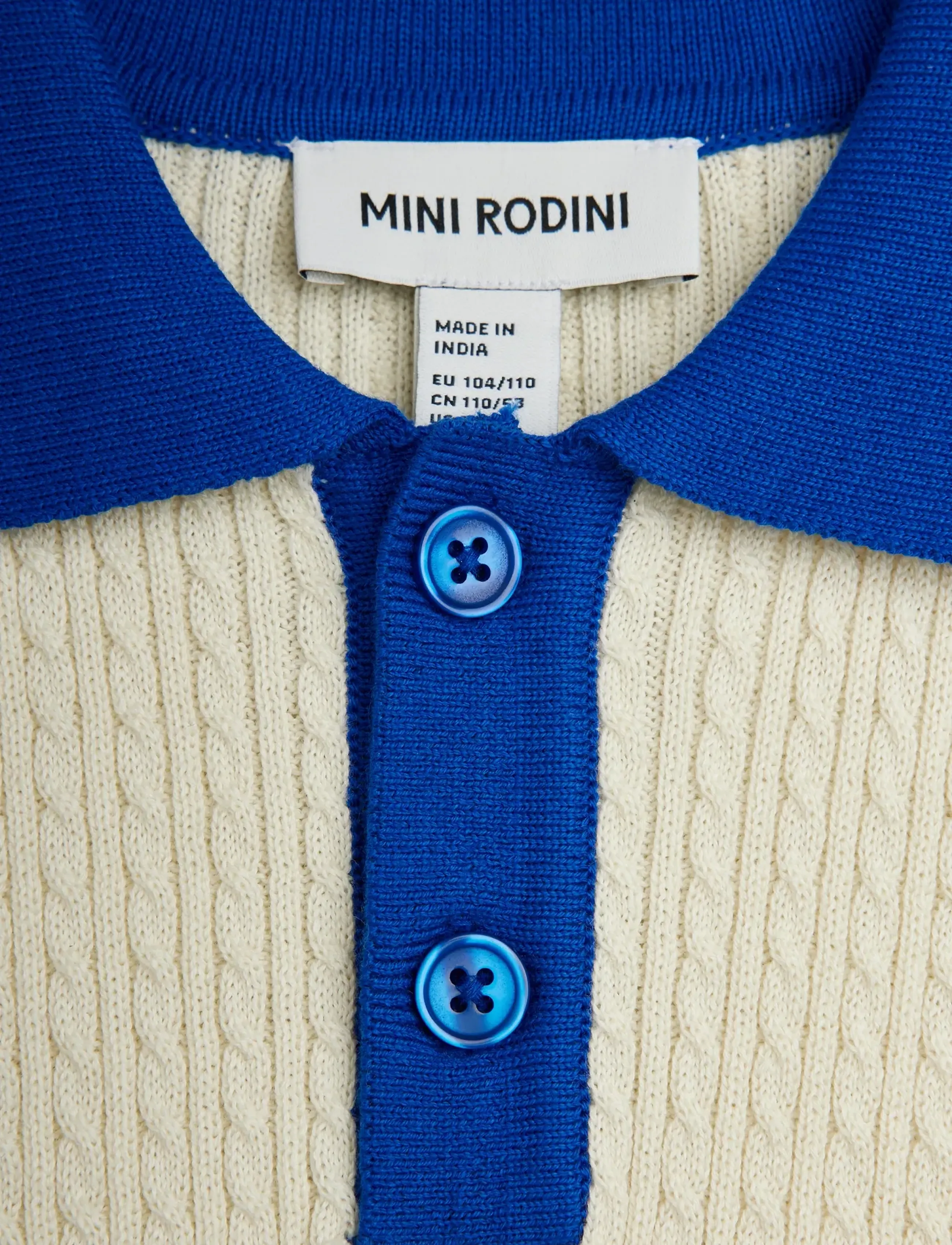 Mini Rodini - Cable knit polo shirt - lühikeste varrukatega polod - off-white - 2