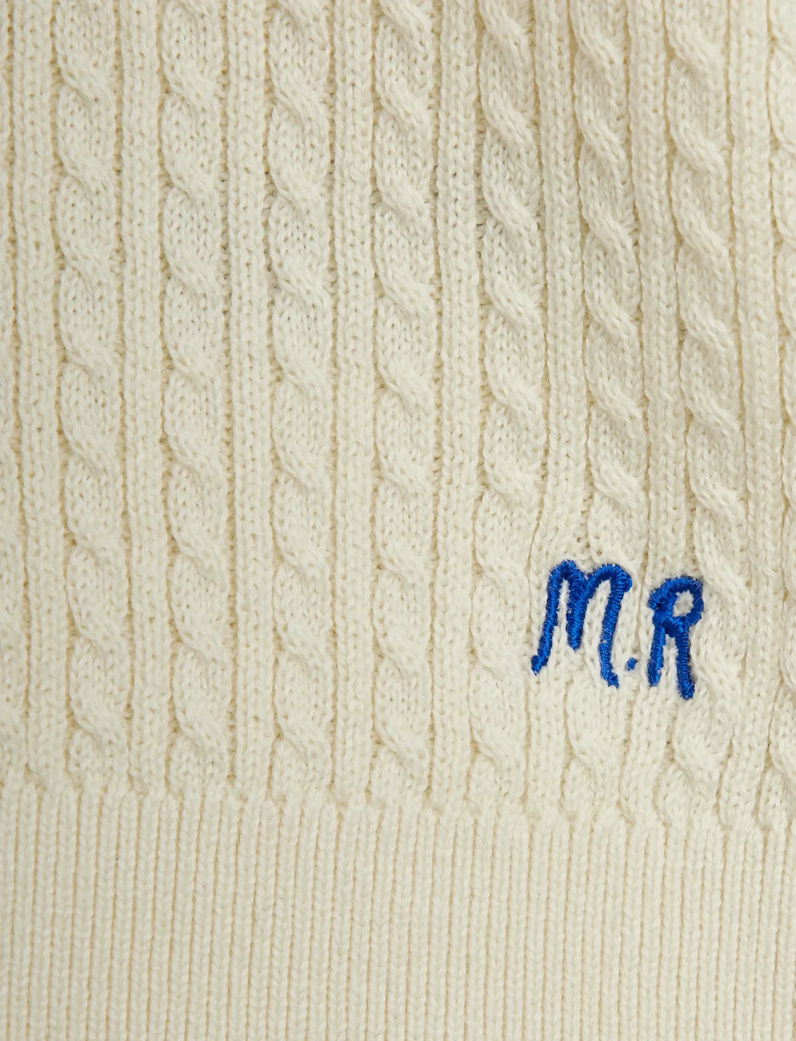 Mini Rodini - Cable knit polo shirt - lühikeste varrukatega polod - off-white - 3