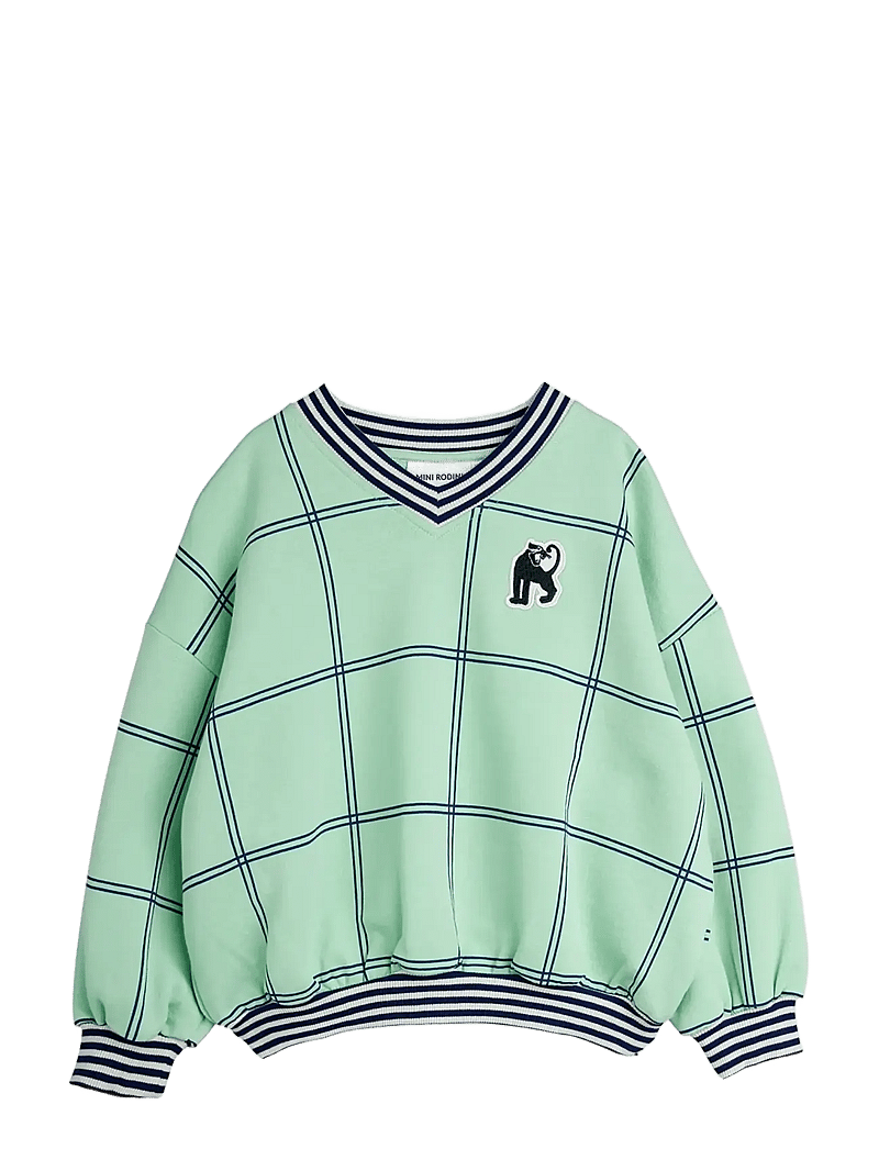 Mini Rodini - Check aop panther patch sweatshirt - sweatshirts - green - 0
