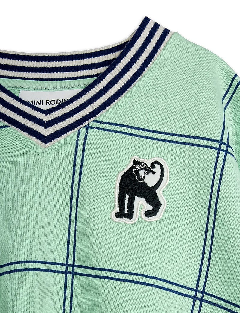 Mini Rodini - Check aop panther patch sweatshirt - sweatshirts - green - 2