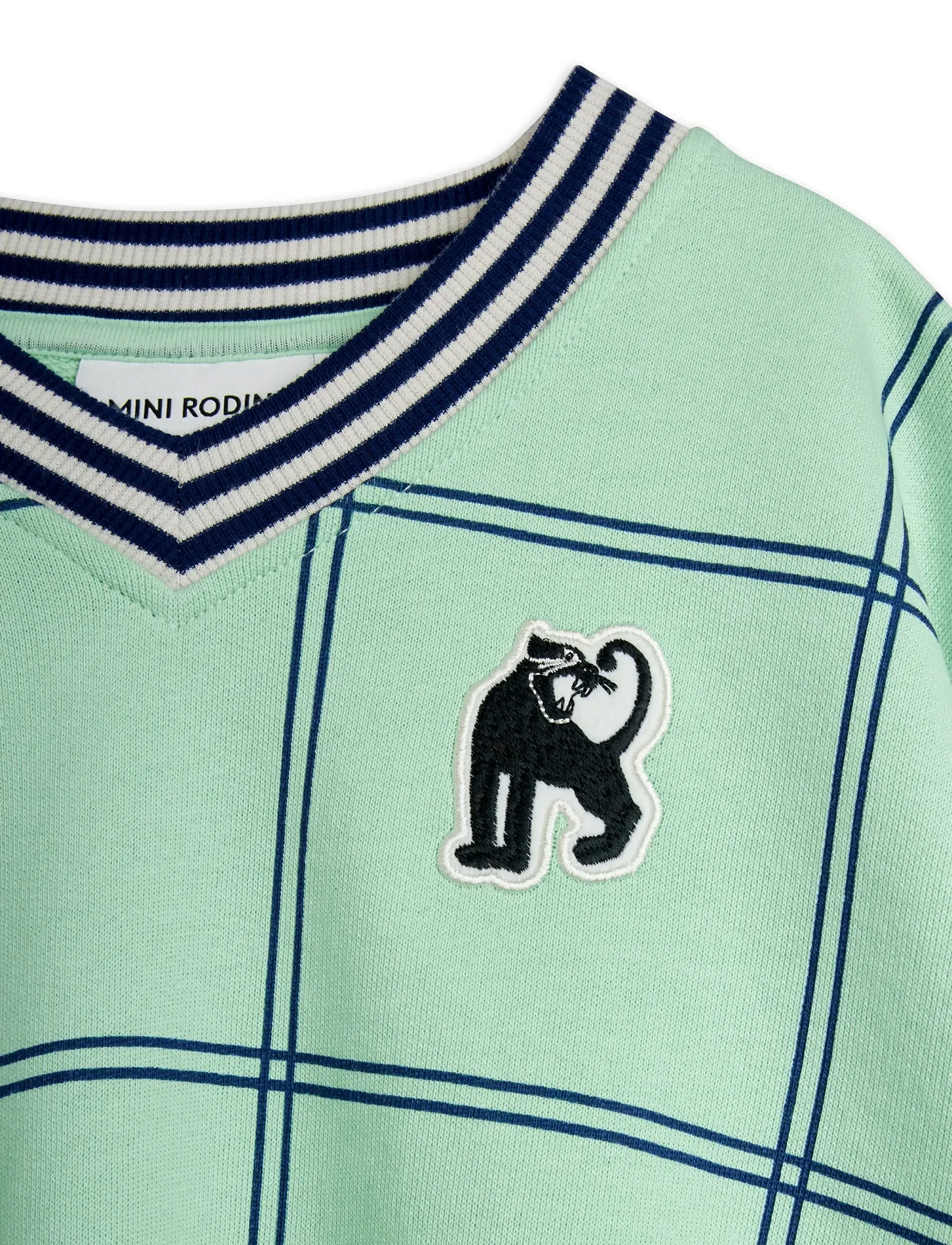 Mini Rodini - Check aop panther patch sweatshirt - sweatshirts - green - 2