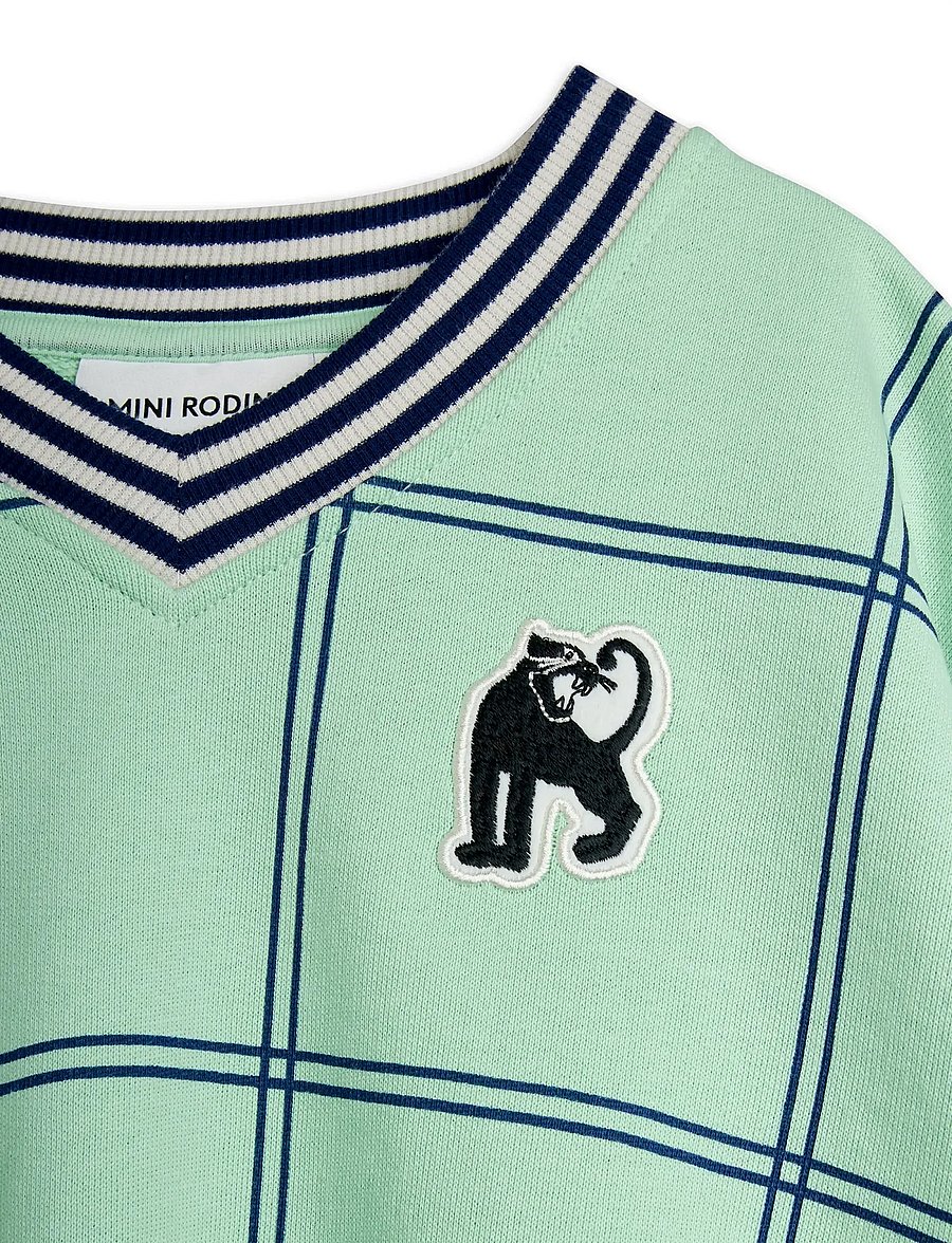 Mini Rodini - Check aop panther patch sweatshirt - sweatshirts - green - 2