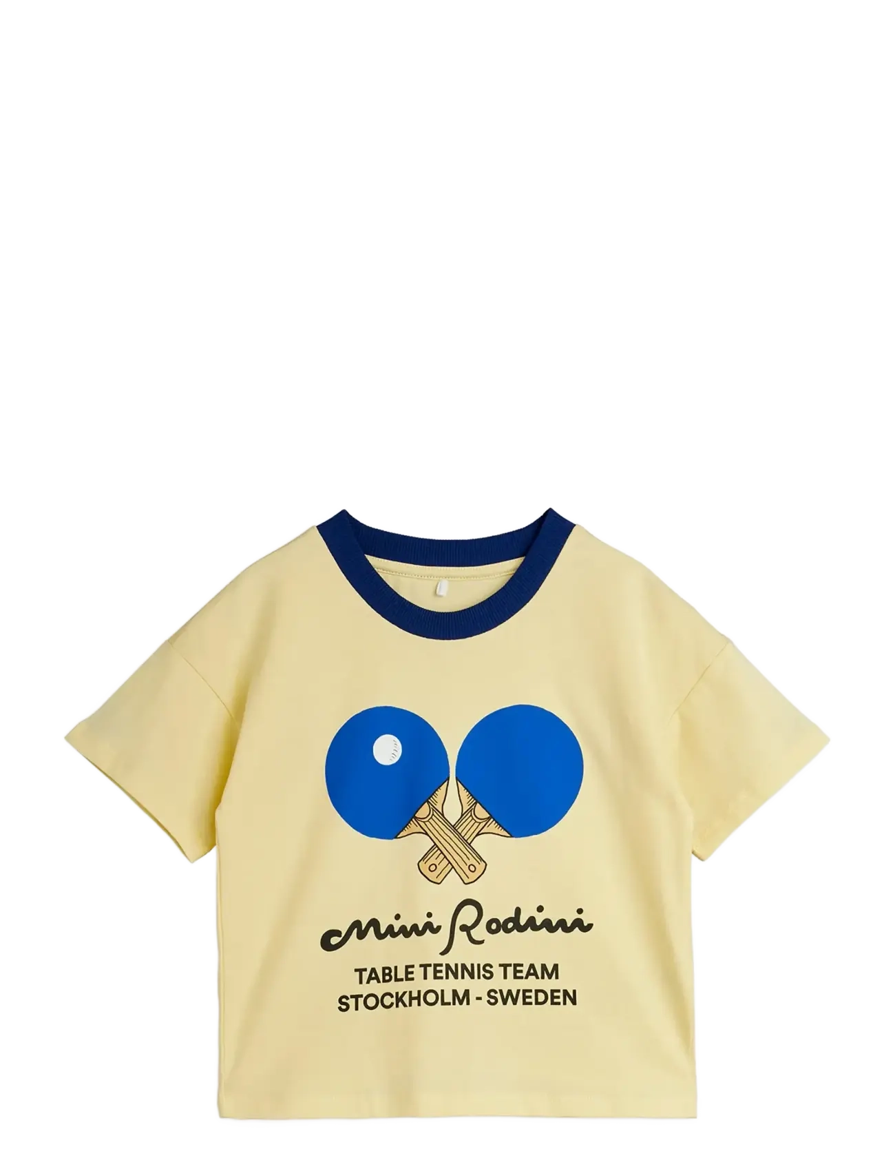 Mini Rodini Table Tennis Contrast Rib Sp Ss Tee, 128/134, T-shirts, Gelb - Short-sleeved, Kinder
