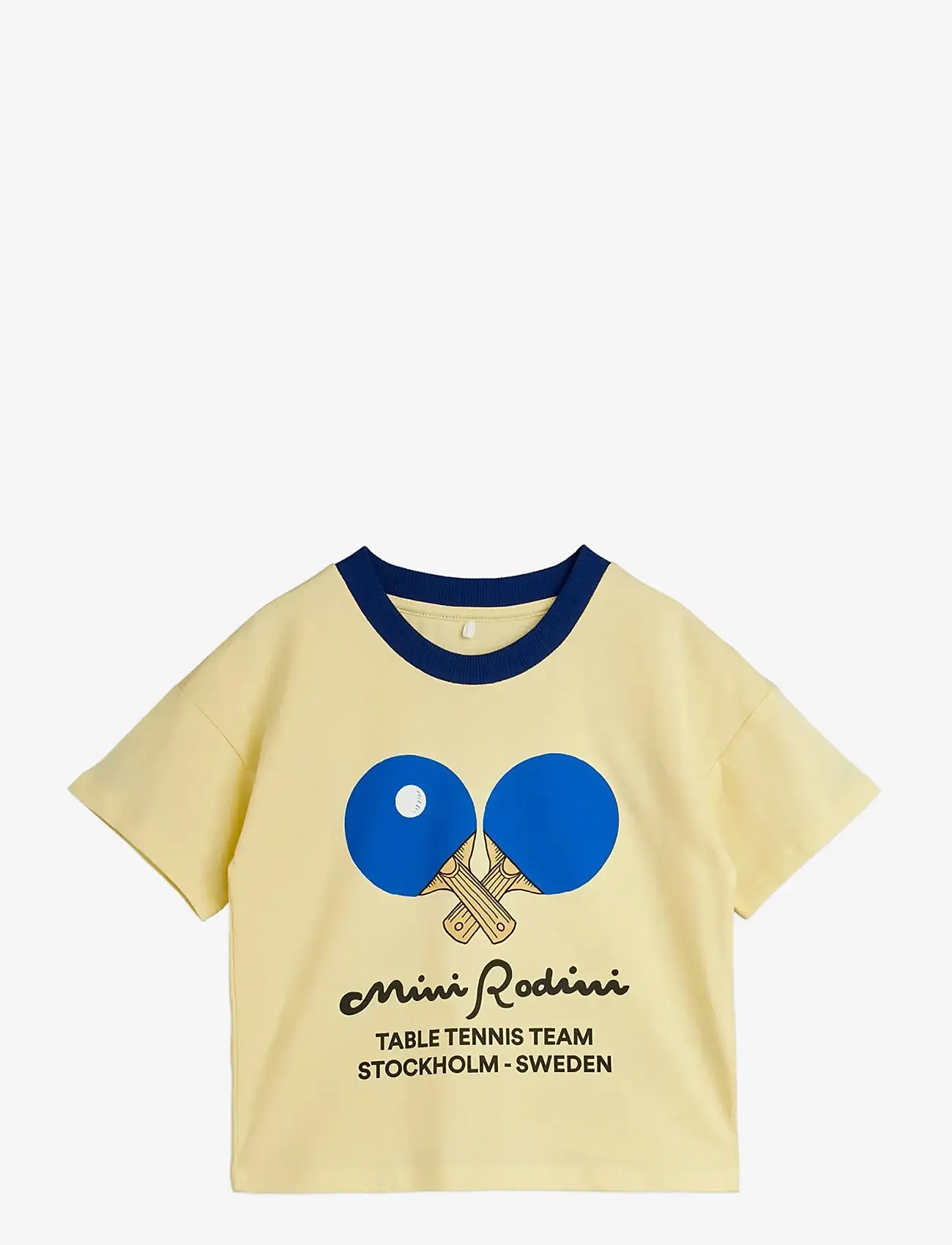 Mini Rodini - Table tennis contrast rib sp ss tee - kortærmede t-shirts - yellow - 0