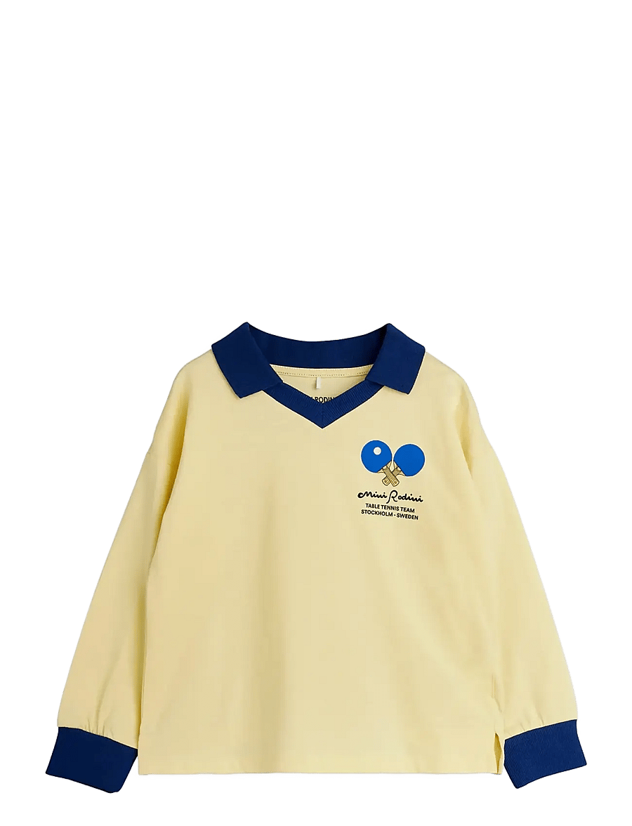 Mini Rodini - Table tennis sp collar ls top - pikkade varrukatega polod - yellow - 0