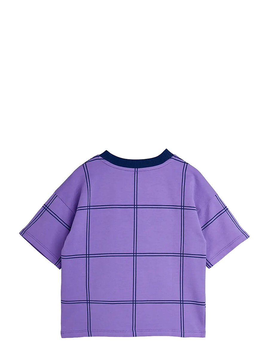 Mini Rodini - Check aop panther patch ss tee - kurzärmelige - purple - 1