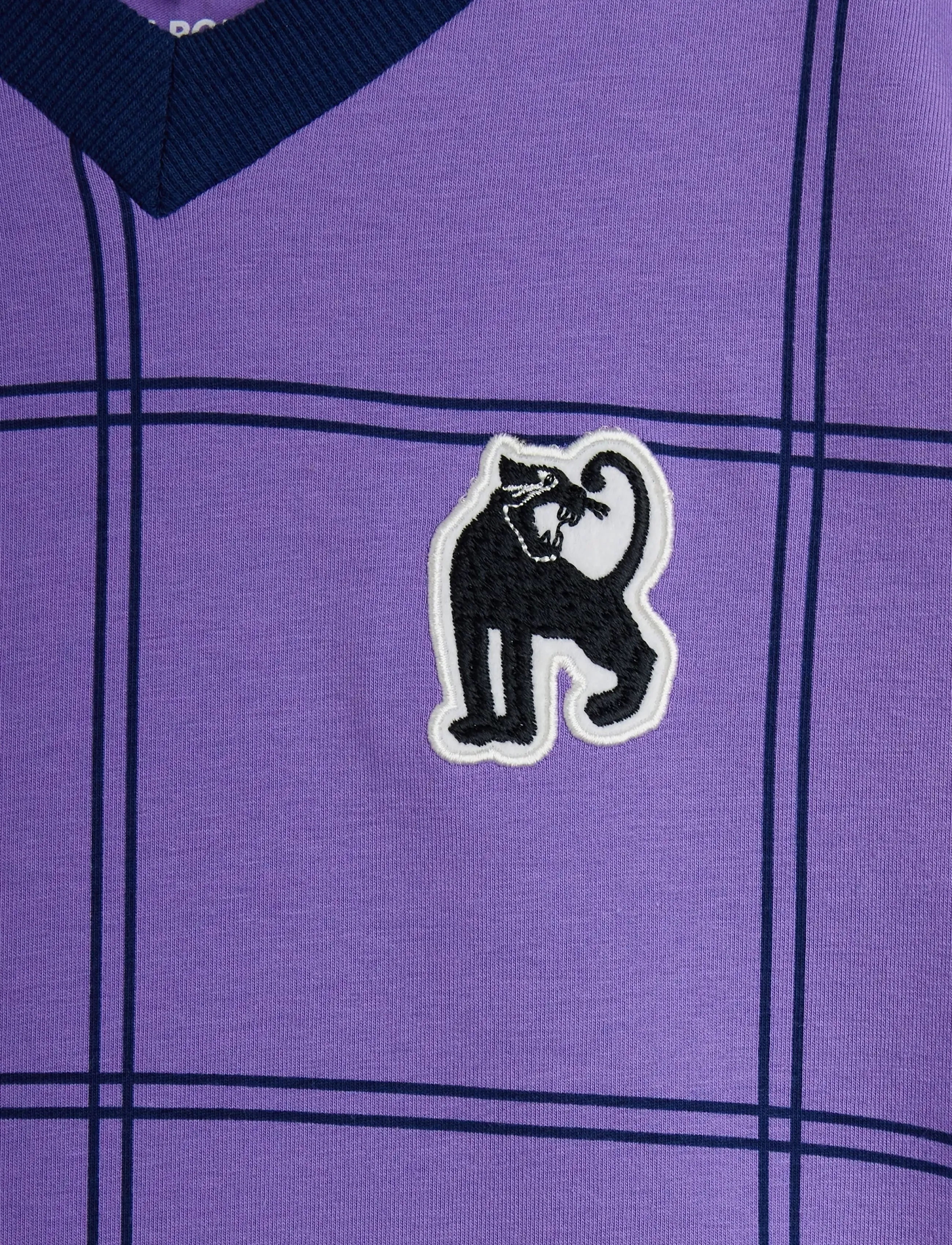 Mini Rodini - Check aop panther patch ss tee - kortærmede t-shirts - purple - 2