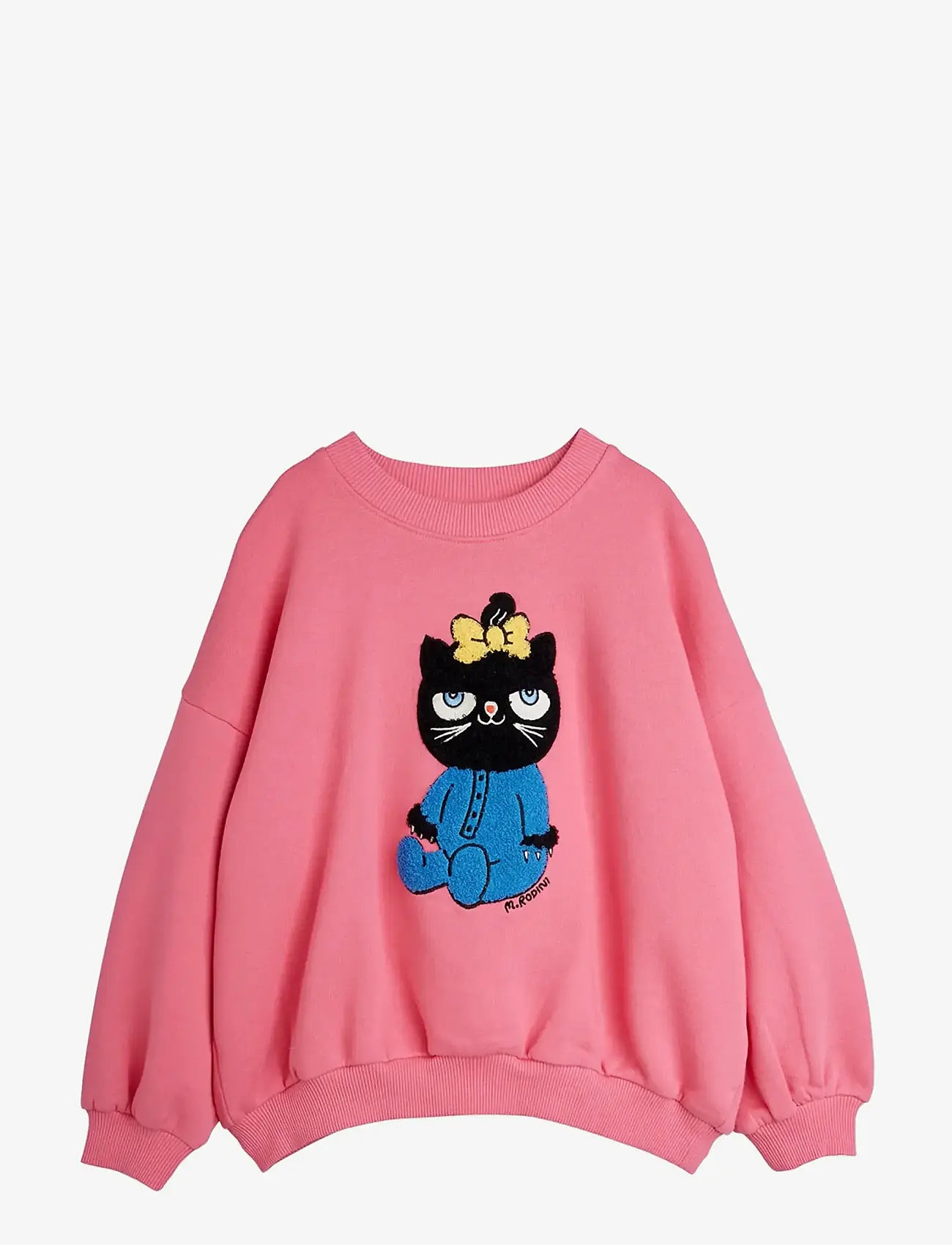 Mini Rodini - Cat chenille sweatshirt - sweatshirts - pink - 0