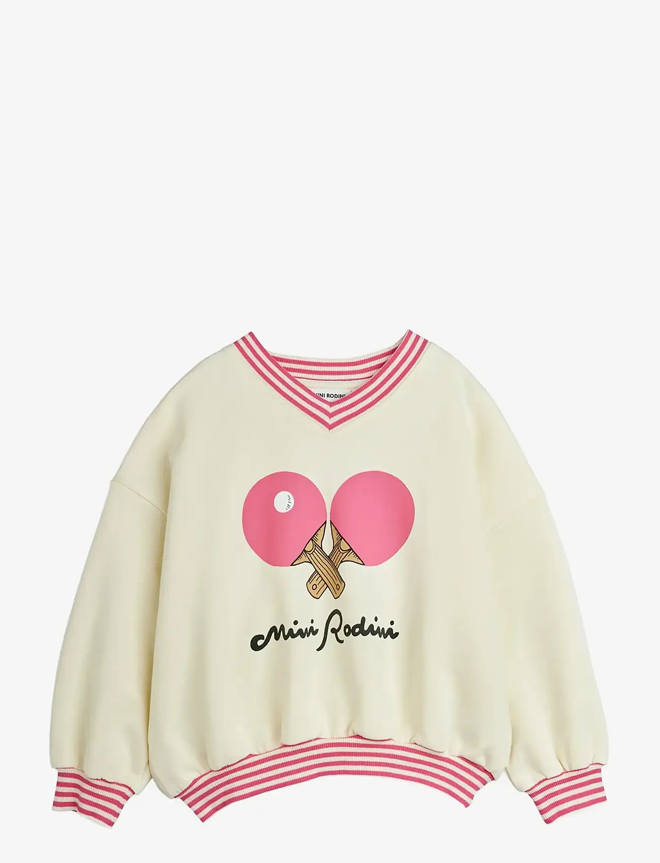 Mini Rodini - Table tennis sp striped rib sweatshirt - sweatshirts - white - 0
