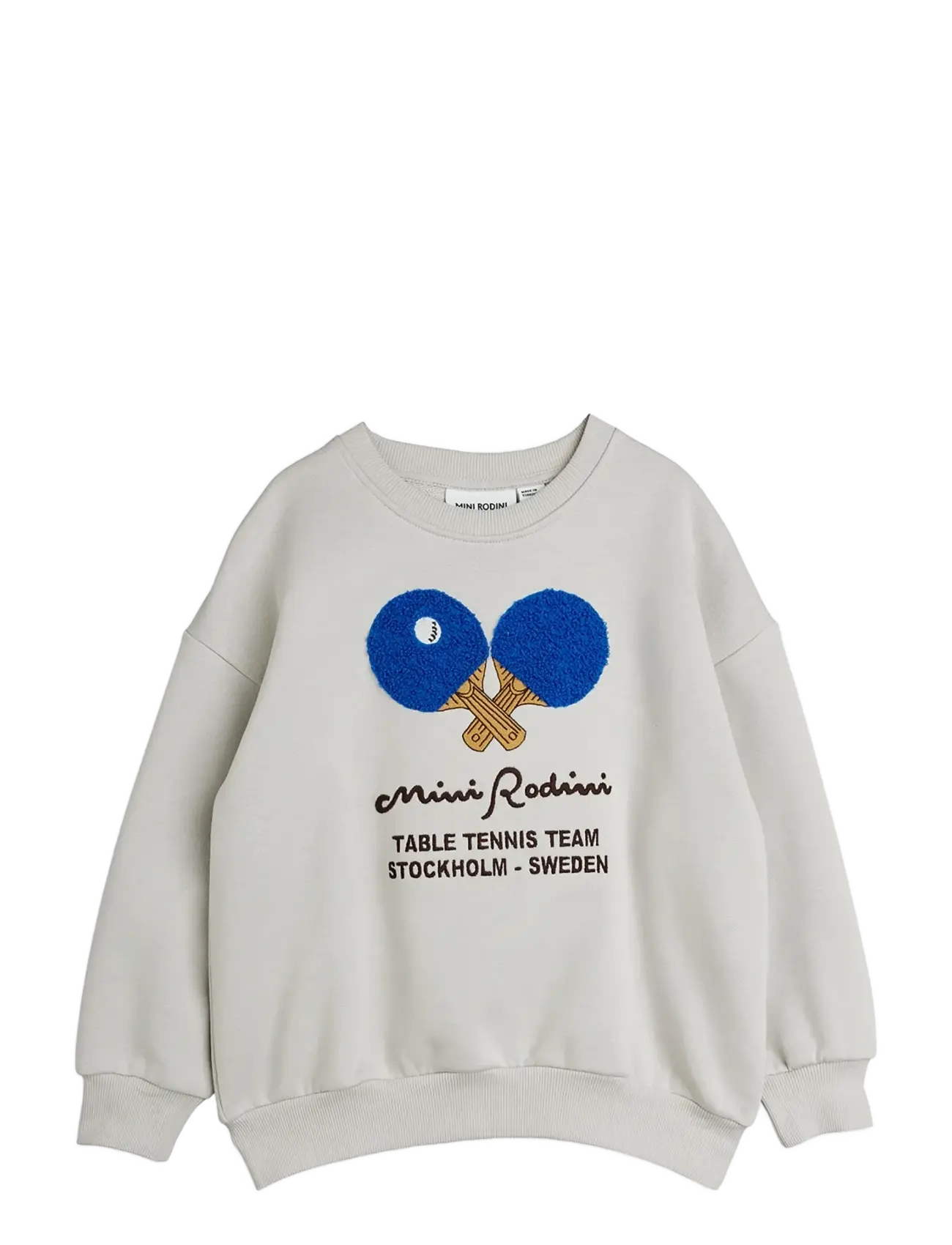 Mini Rodini Table Tennis Chenille Sweatshirt, Børn, Bordtennis Sweatshirt, Grå, Str: 116/122
