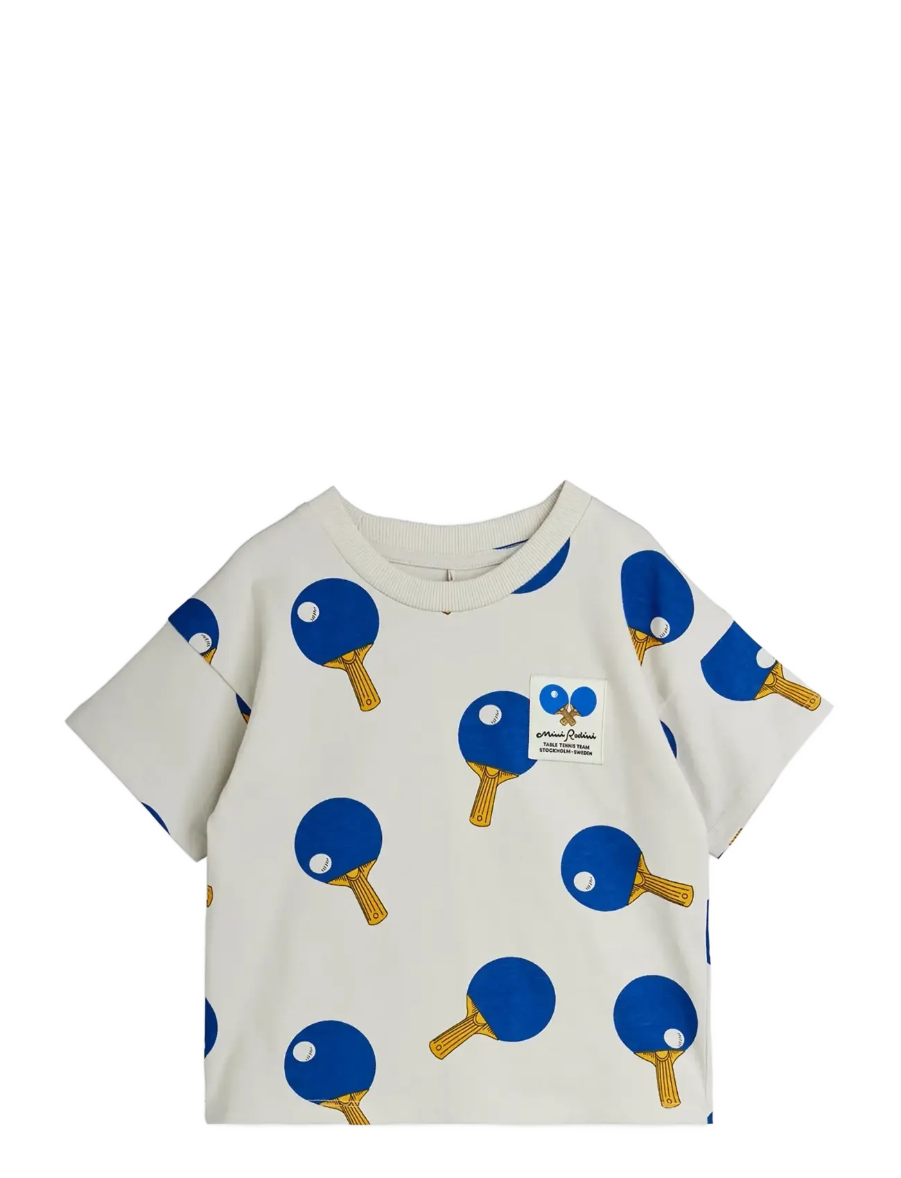 Mini Rodini Table Tennis Aop Ss Tee, 92/98, Cream, T-Shirts > Kortærmede, Børn
