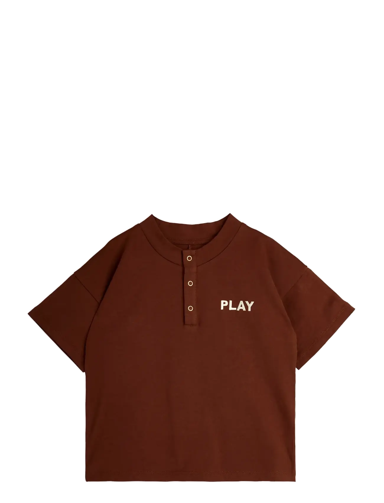 Mini Rodini Play Emb Ss Grandpa, 116/122, T-shirts, Braun - Short-sleeved, Kinder