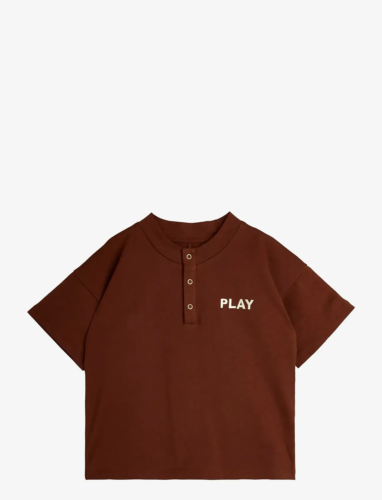 Mini Rodini - PLAY emb ss grandpa - short-sleeved t-shirts - brown - 0