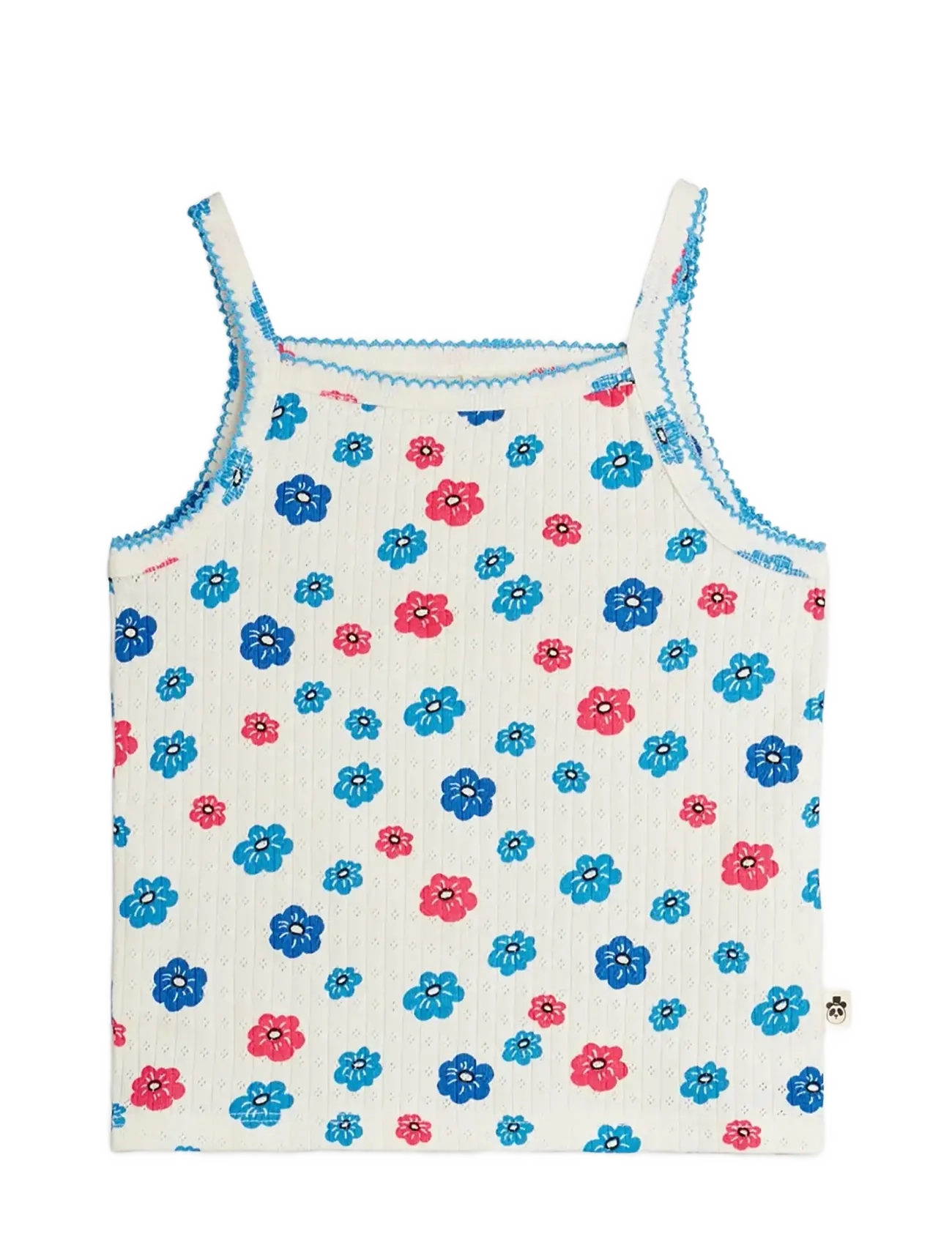 Mini Rodini Flowers Aop Picot Edge Pointelle Tank Top, 116/122, Oberteile, Mehrfarbig/gemustert - Westen, Kinder