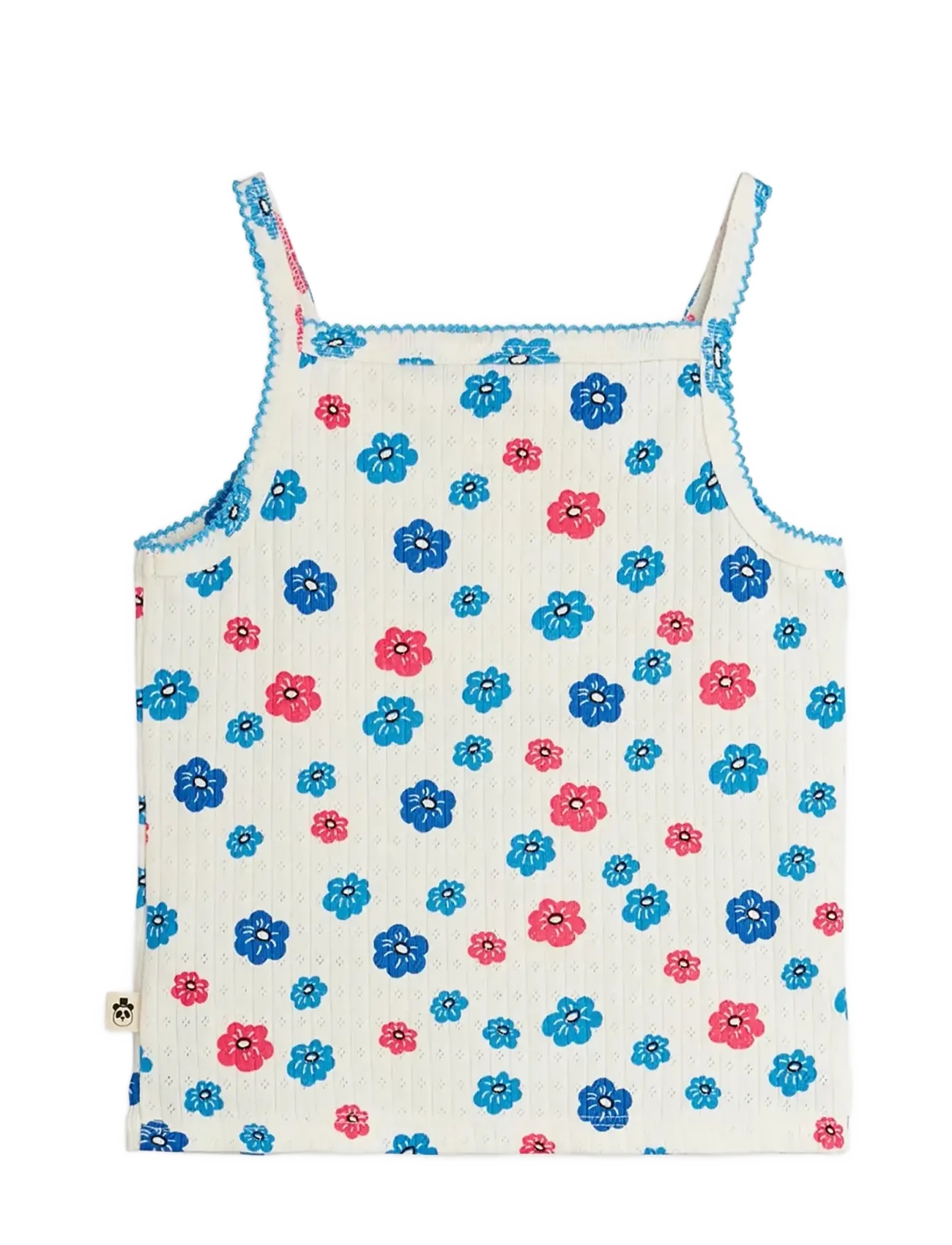 Mini Rodini - Flowers aop picot edge pointelle tank top - västar - multi - 1