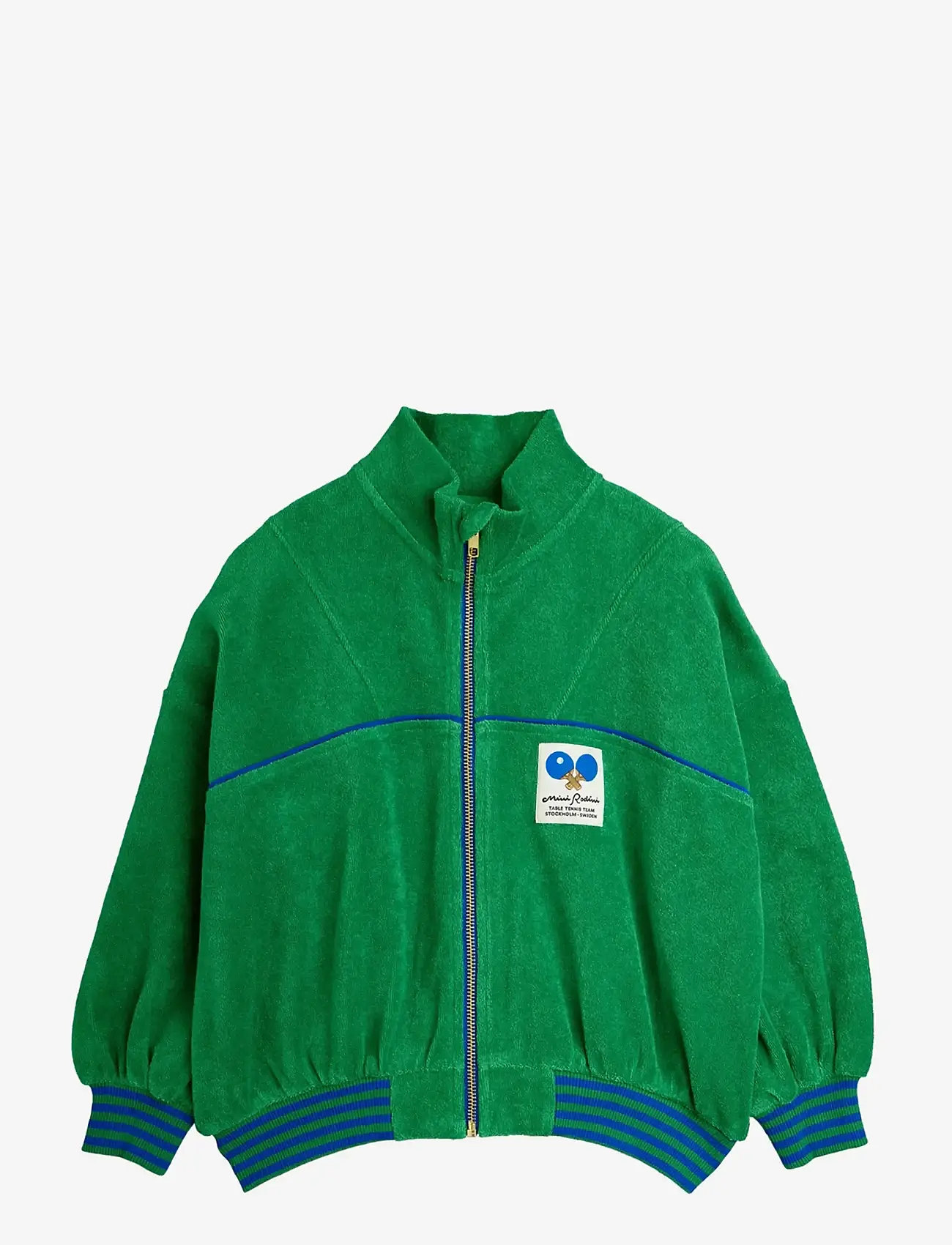 Mini Rodini - Table tennis patch terry cardigan - bomber jackets - green - 0