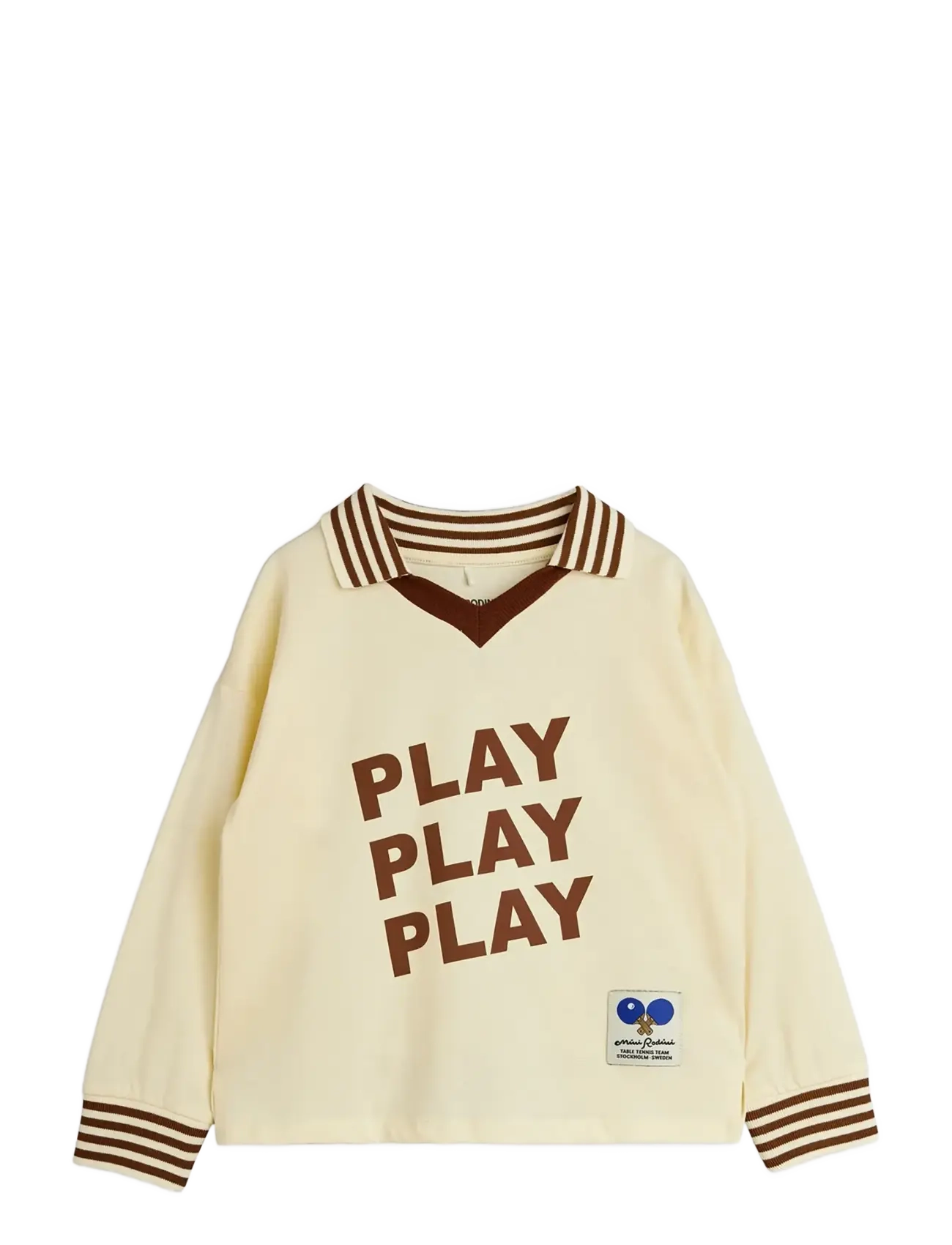 Mini Rodini PLAY sp collar ls tee - Overdele - OFF-WHITE / cream