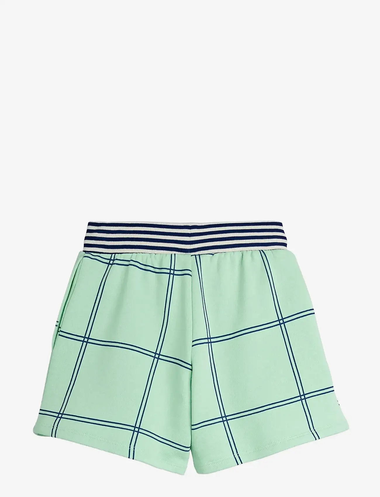 Mini Rodini - Check aop panther patch sweatshorts - sweat shorts - green - 1