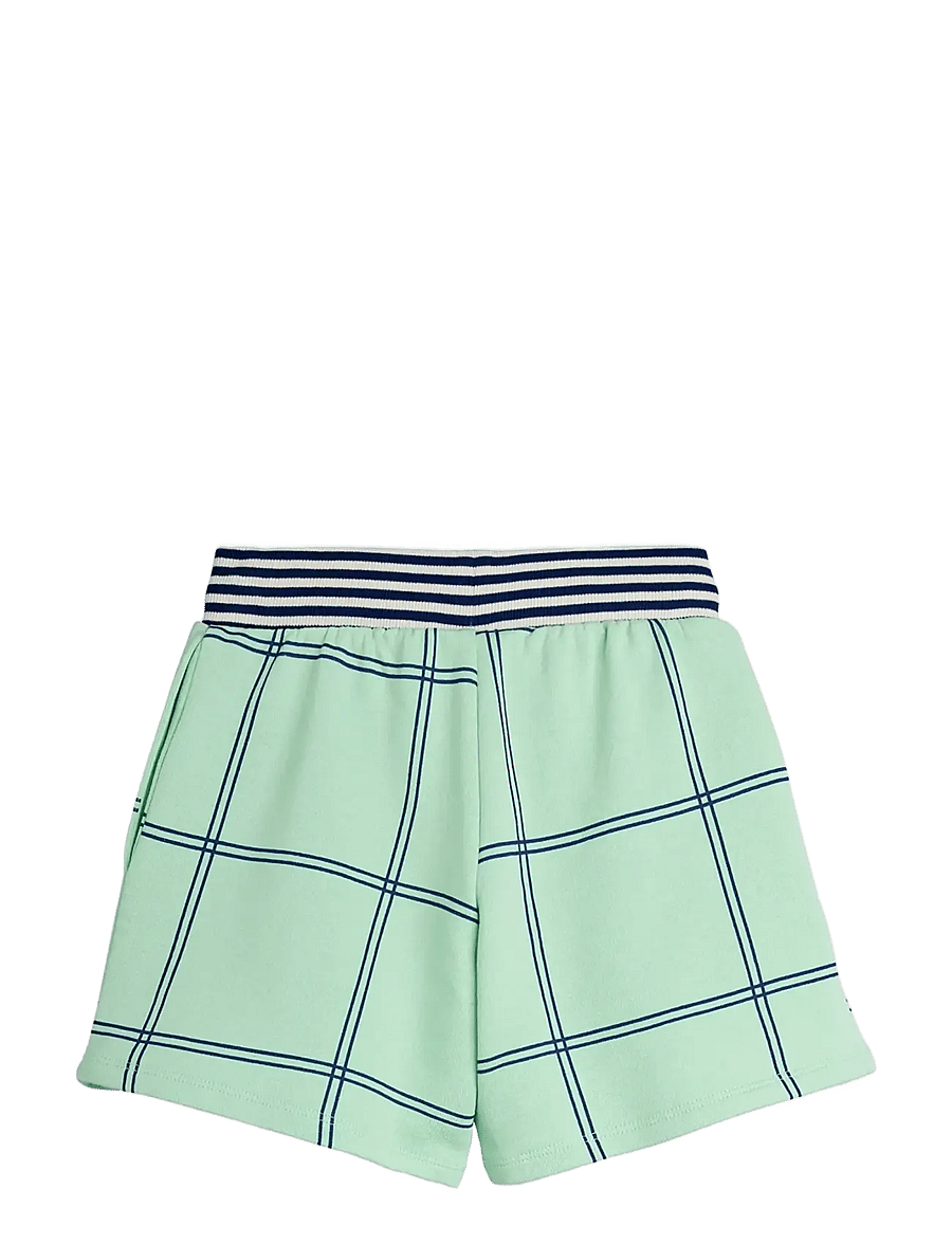 Mini Rodini - Check aop panther patch sweatshorts - sweatshorts - green - 1