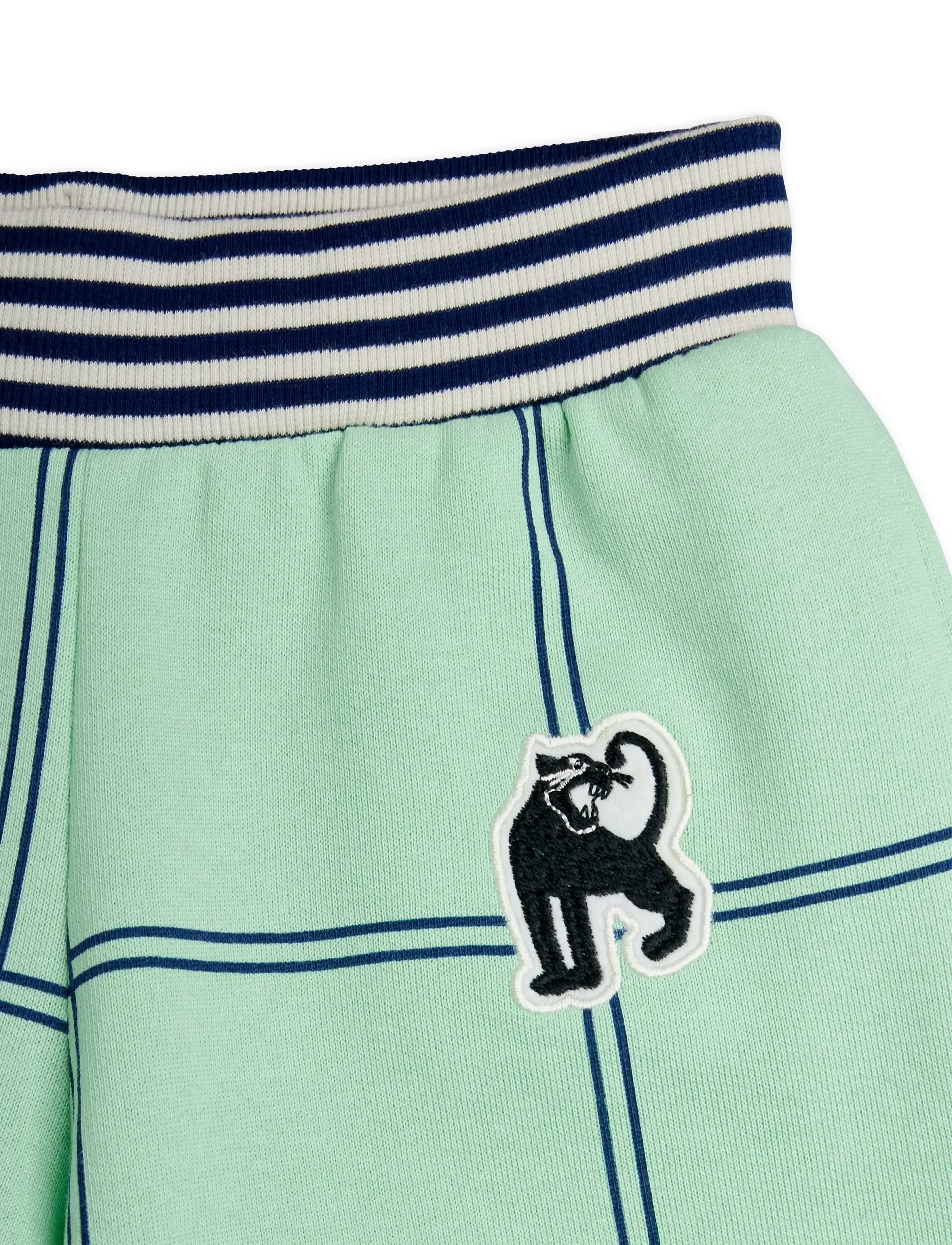 Mini Rodini - Check aop panther patch sweatshorts - sweat shorts - green - 2