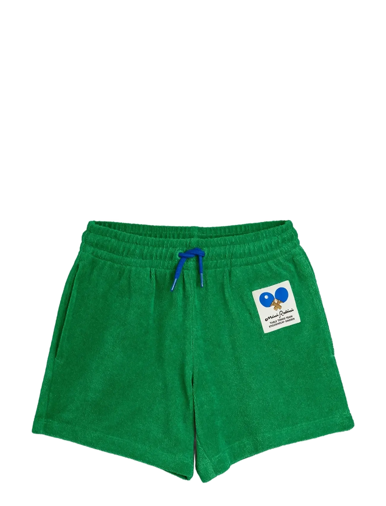 Mini Rodini Table Tennis Patch Terry Shorts, 116/122, Green, Shorts > Svedeshorts, Børn