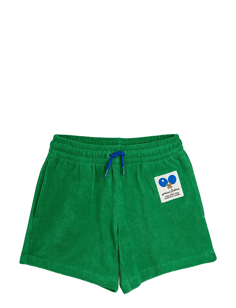 Mini Rodini - Table tennis patch terry shorts - sweatshorts - green - 0