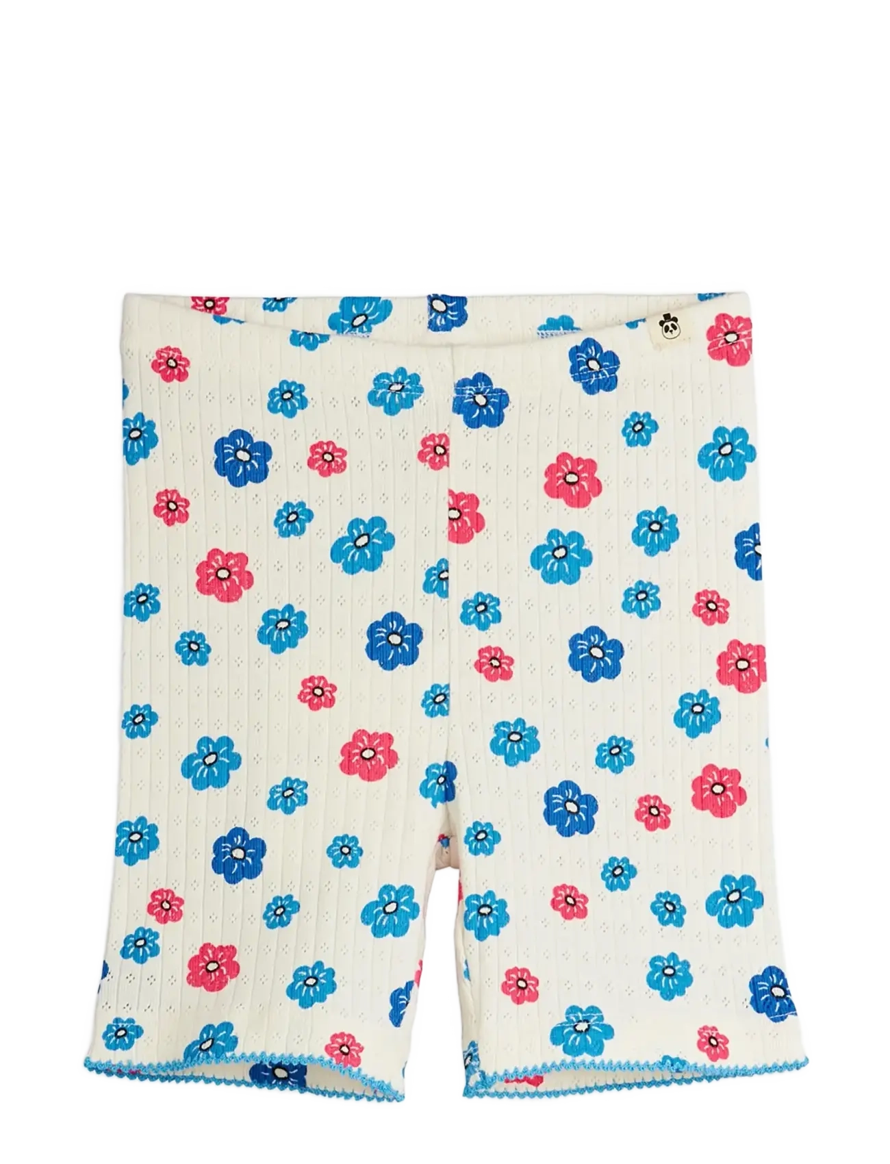 Mini Rodini Flowers Aop Picot Edge Pointelle Bike Shorts, 104/110, Unterteile, Mehrfarbig/gemustert - Kinder