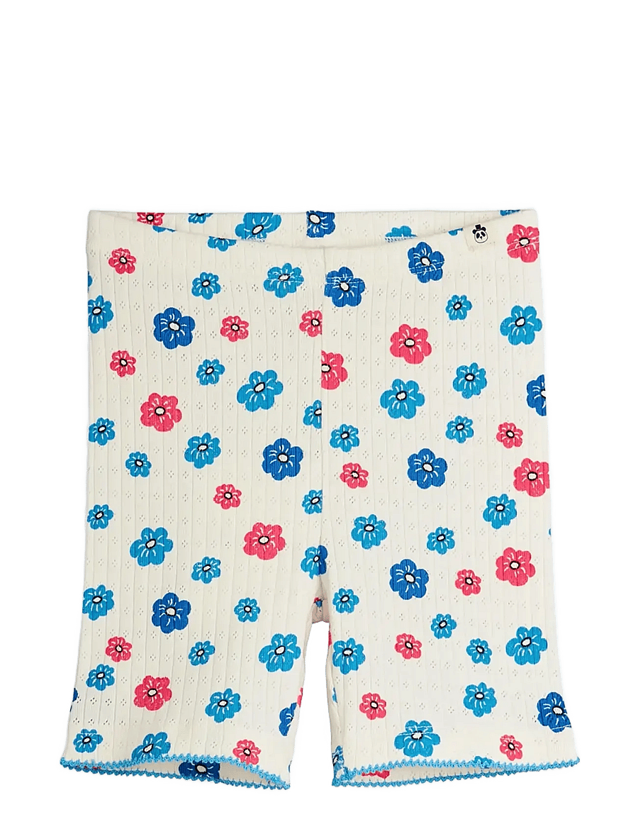 Mini Rodini - Flowers aop picot edge pointelle bike shorts - cykelbyxor - multi - 0