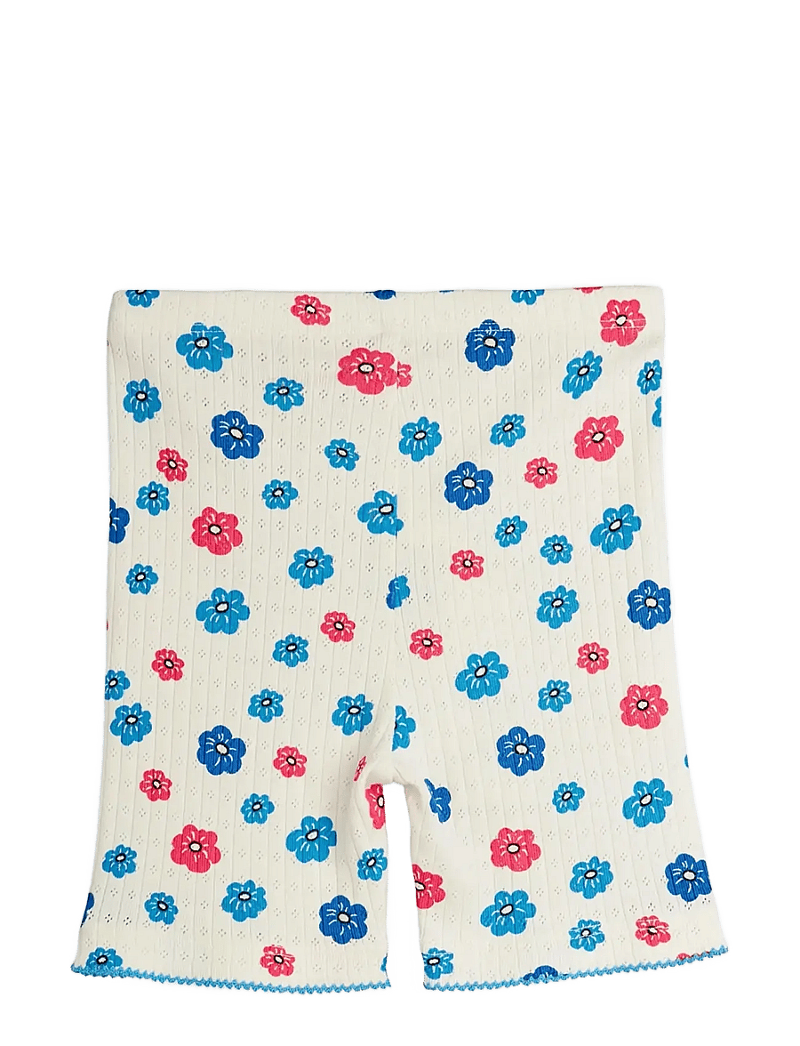 Mini Rodini - Flowers aop picot edge pointelle bike shorts - cykelbyxor - multi - 1